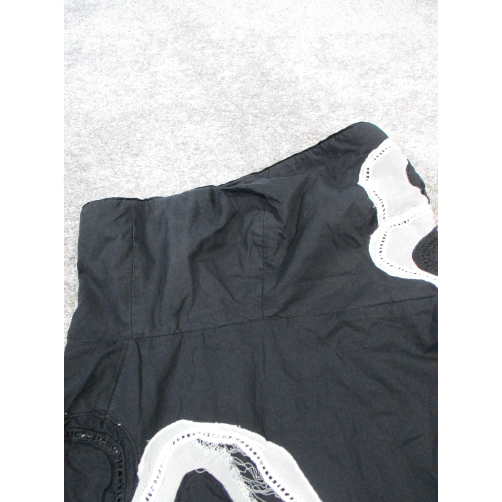 Vintage Maeve Dress Blouson Womens 2 Petite Black Embroidered Cotton Floral Size XS / US 0-2 / IT 36-38 - 2 Thumbnail
