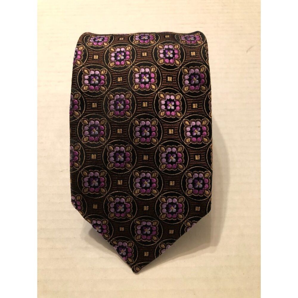 XMI Platinum xmi platinum men's new brown silk tie 3 1/2" X 60" Size ONE SIZE - 1 Thumbnail