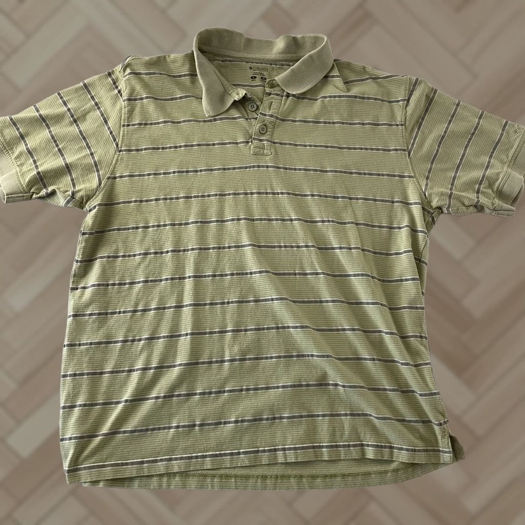Vintage Columbia Short Sleeve Striped Button Front Polo Shirt Men's Large Green Size US L / EU 52-54 / 3 - 1 Thumbnail