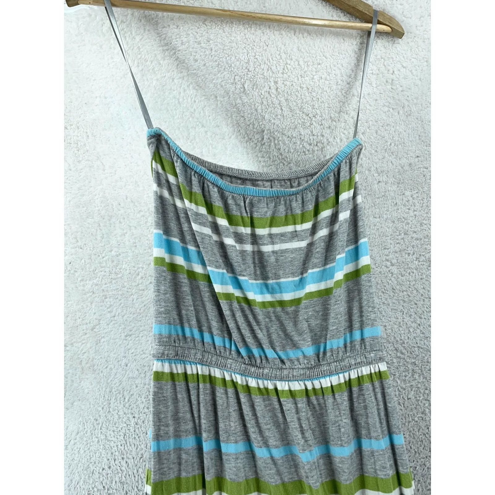 Banana Republic Banana Republic Maxi Dress Womens XS Gray Striped Boho Tie Waist Spaghetti Strap Size XS / US 0-2 / IT 36-38 - 2 Thumbnail