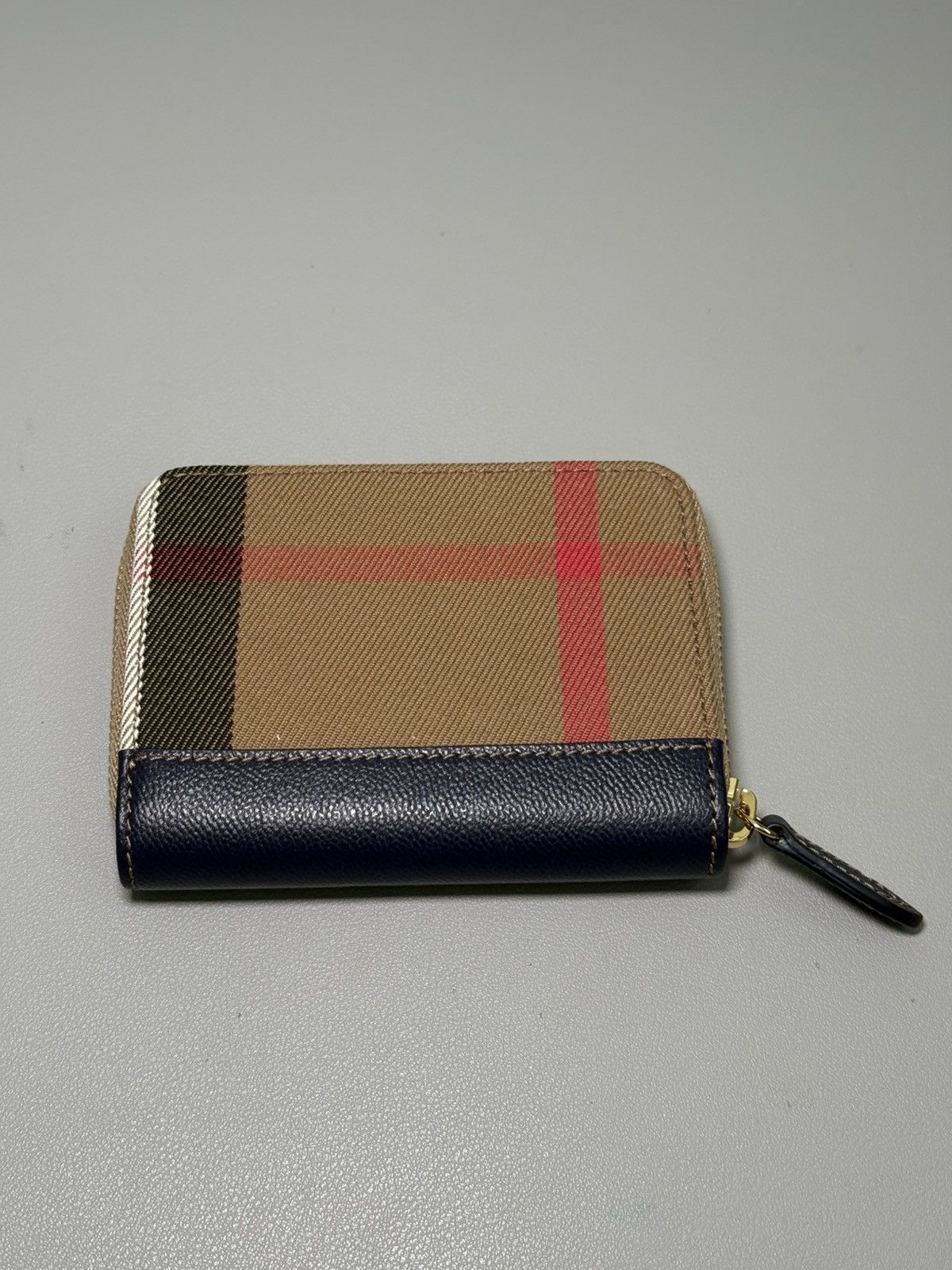 Burberry Burberry Mini Check Zip Wallet – Dark Blue – Brand New Size ONE SIZE - 1 Thumbnail