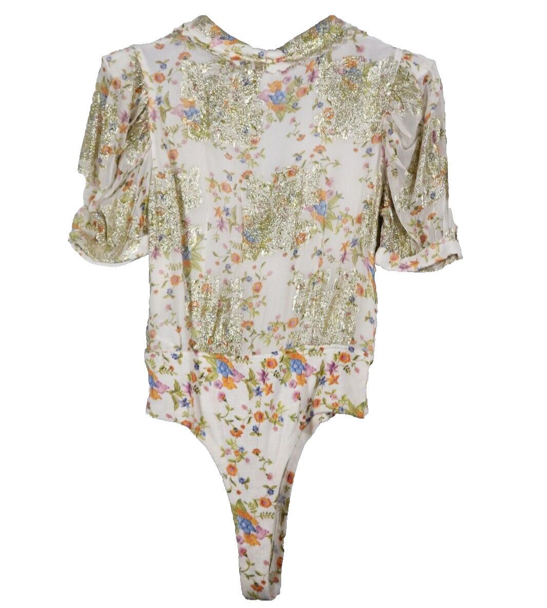 Designer Hemant & Nandita Women Medium Ivory Pied Floral Bodysuit NWT Size M / US 6-8 / IT 42-44 - 10 Thumbnail