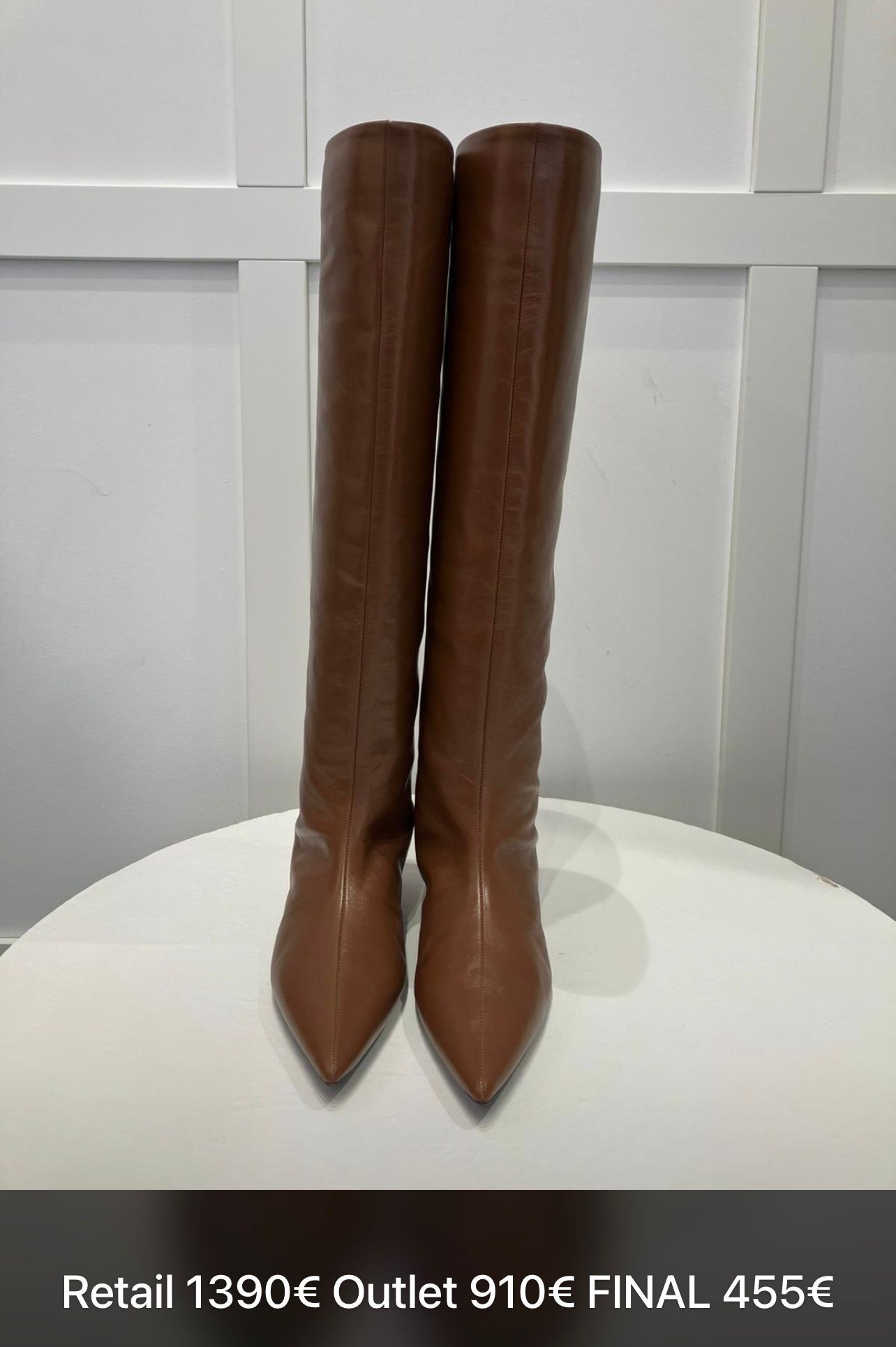 Jil Sander o1mt1gz1125 Knee Hi Leather Boots in Brown Size US 7 / IT 37 - 2 Thumbnail