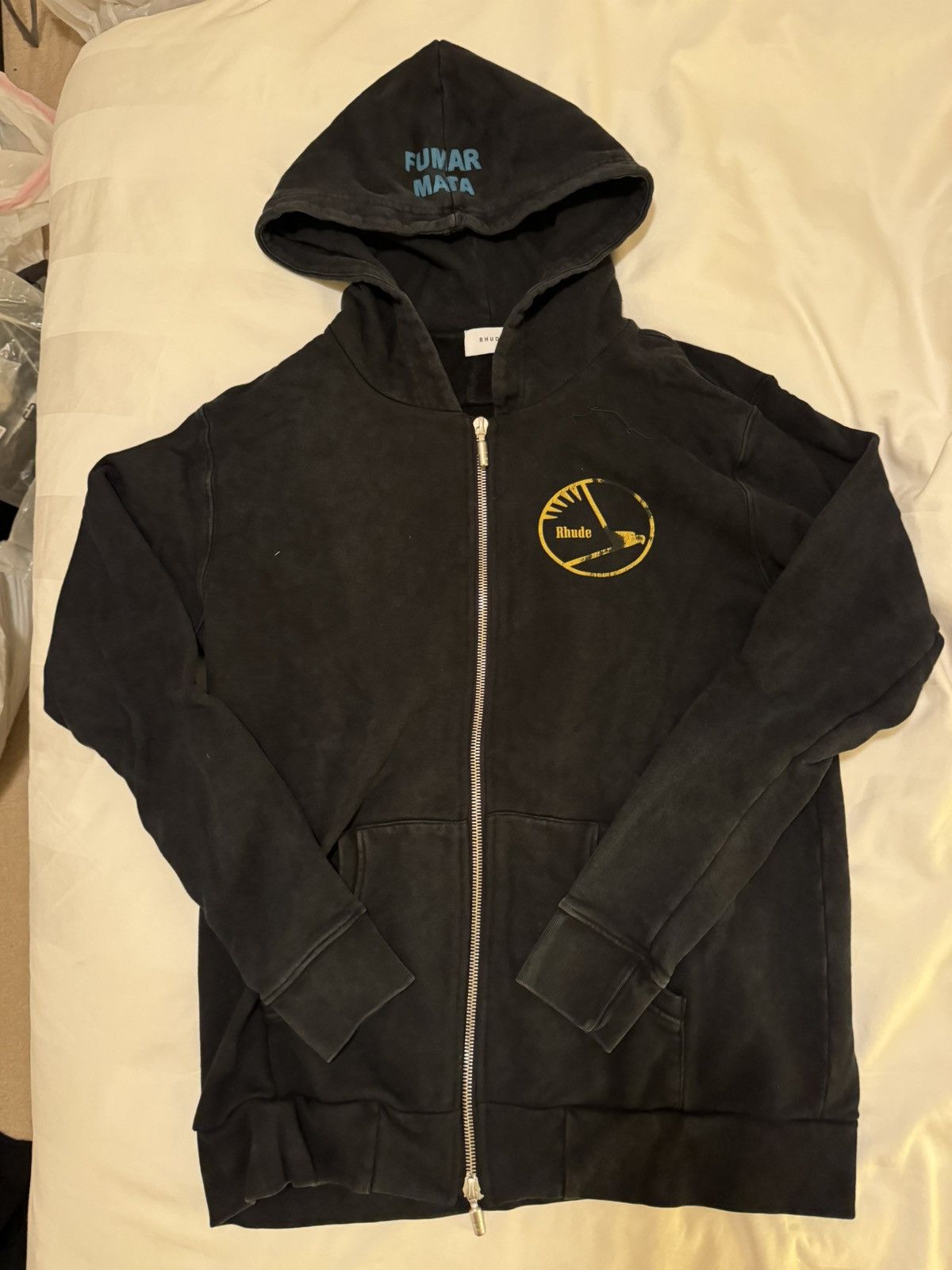 image of Rhude Dragon Zip Hoodie in Black, Men's (Size Small)