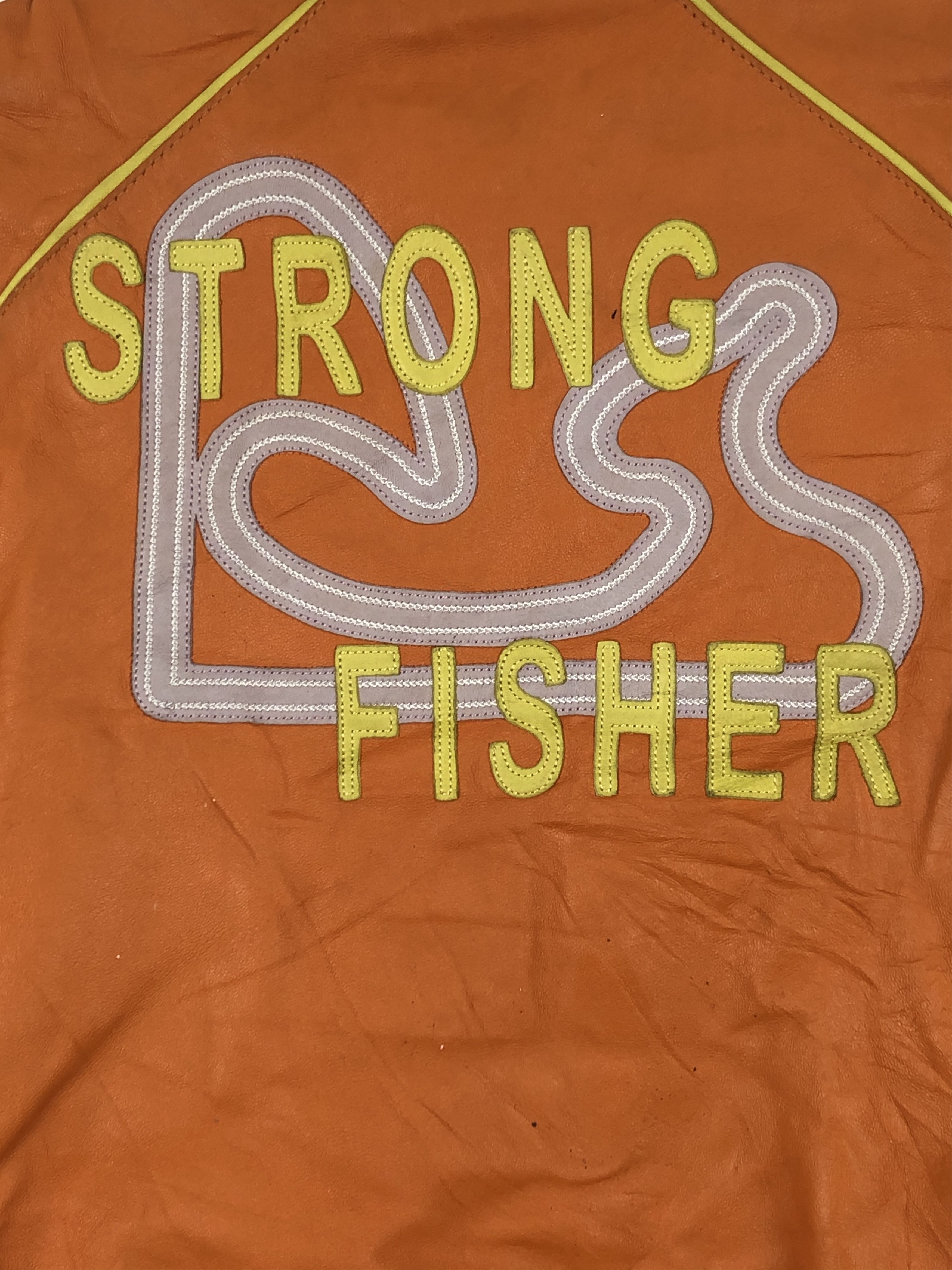 Japanese Brand Vintage Strong Fisher Zipper Up Leather Jacket JA0026 Size US L / EU 52-54 / 3 - 6 Thumbnail