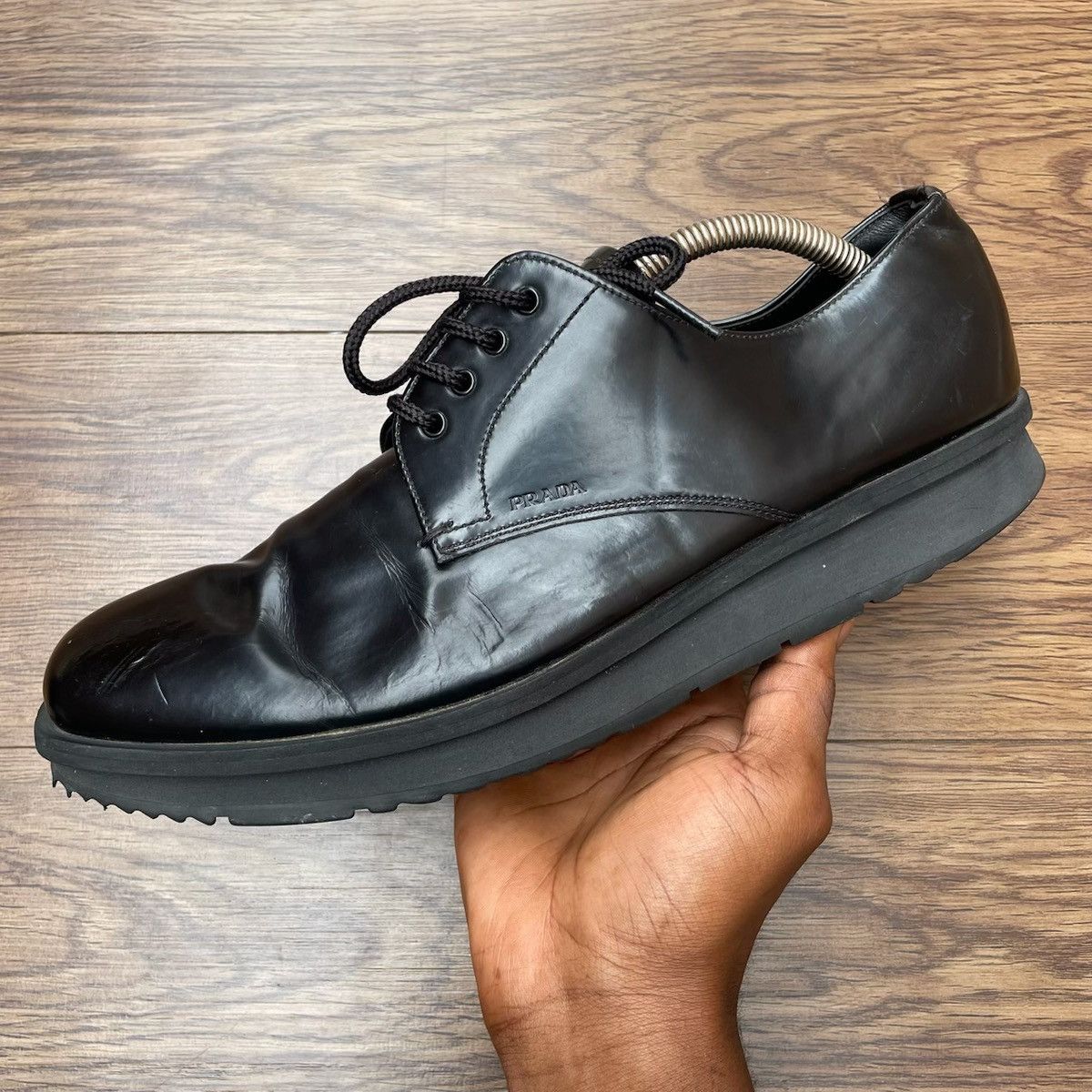 Prada Black Patent Leather Prada Chunky Brogues Shoe EU43 US10.5 Size US 10.5 / EU 43-44 - 6 Thumbnail