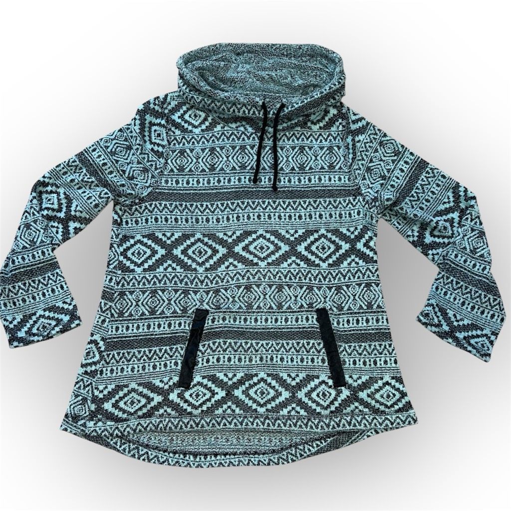 Other One World Cowl Neck Pattern Pullover Tunic Sweatshirt Turquo Size M / US 6-8 / IT 42-44 - 2 Thumbnail