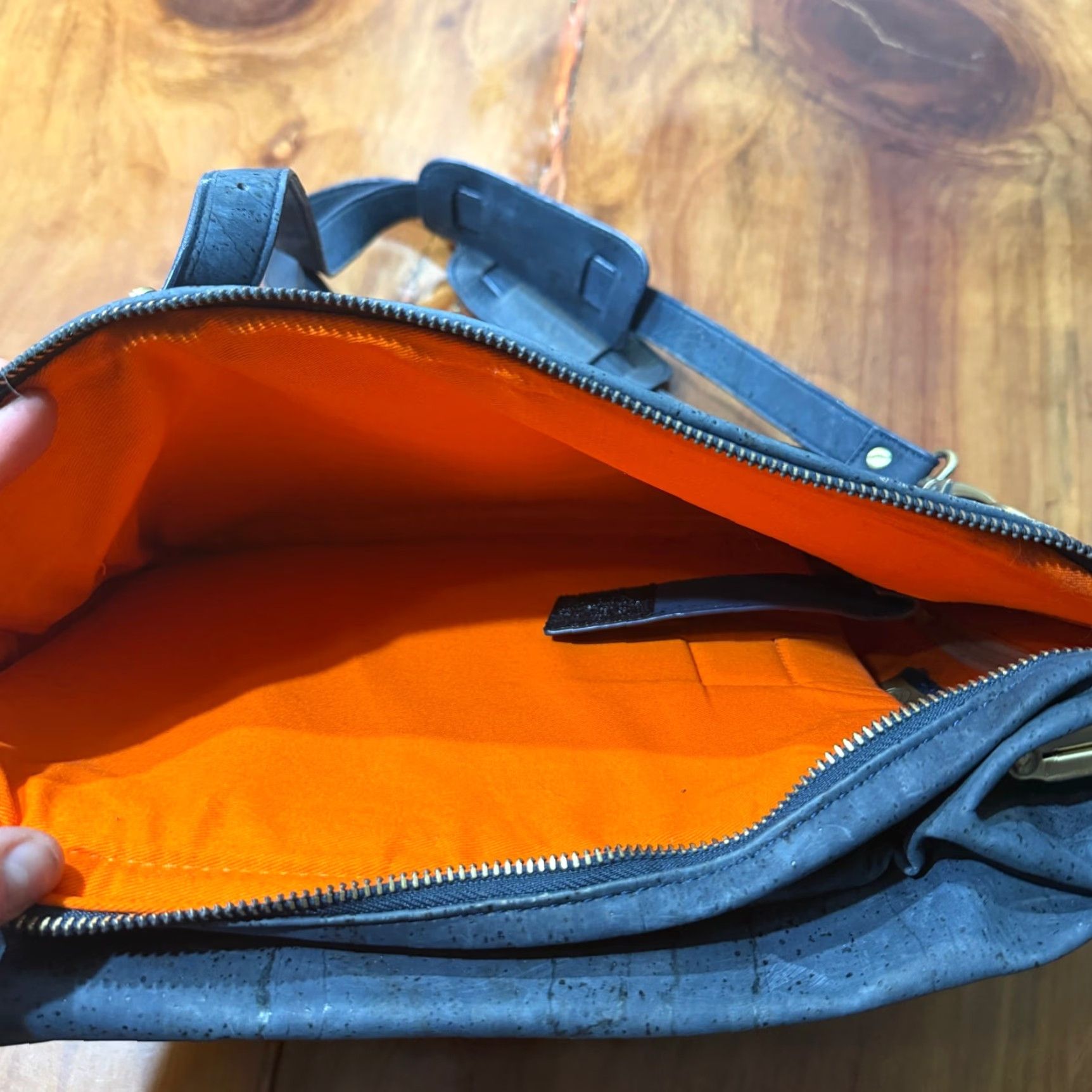 Vintage Laflore Paris Backpack Bag Unisex Adults Blue Bark 15x10x4 Zip Leather Straps Gold Hardware Logo Casual Vintage No Pocket Pattern Solid Modern Size ONE SIZE - 6 Thumbnail