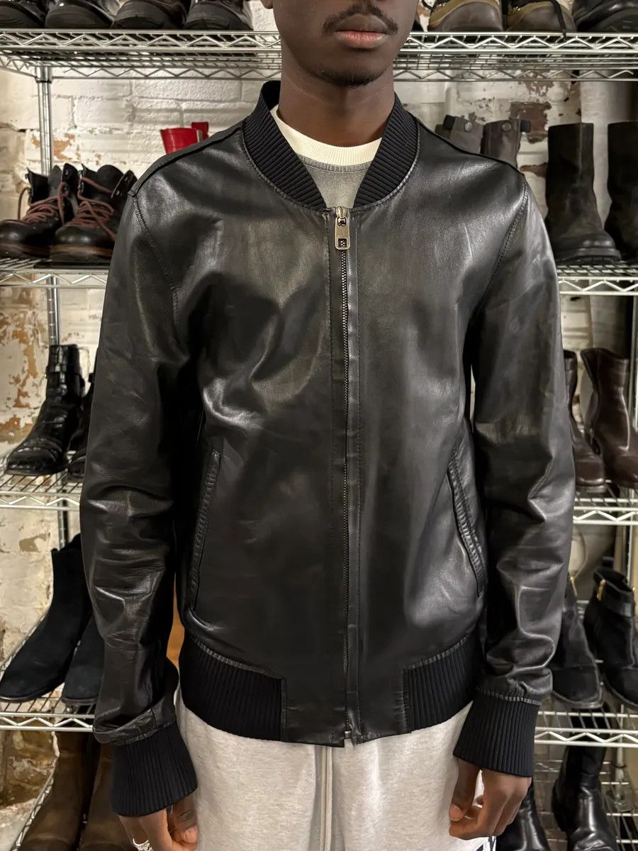 Dolce & Gabbana 2000s Dolce & Gabbana Pure Black Leather Bomber Jacket Size US M / EU 48-50 / 2 - 2 Thumbnail