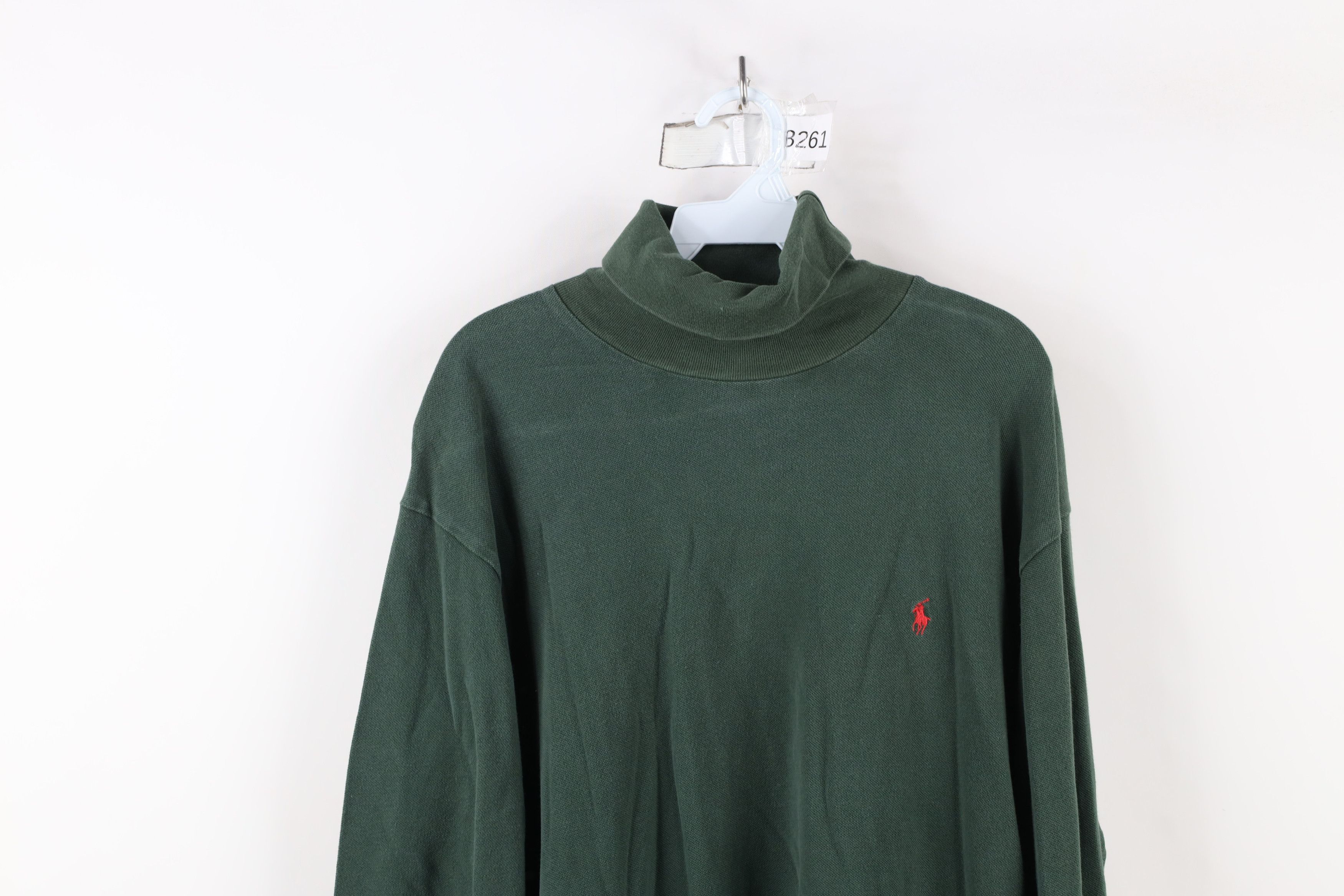 Ralph Lauren × Vintage Vintage 90s Ralph Lauren Cotton Turtleneck T-Shirt Green Size US XL / EU 56 / 4 - 2 Thumbnail