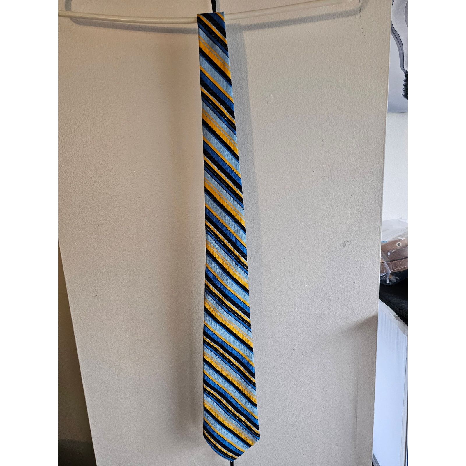 Other Vintage Men's Necktie - Blue/Black/Yellow Stripes Size ONE SIZE - 1 Thumbnail