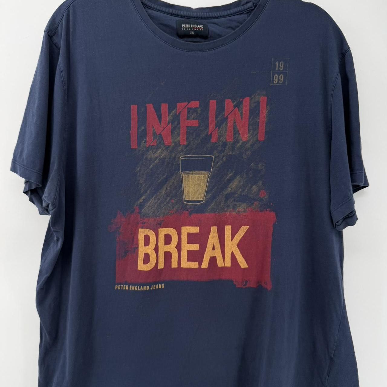 The Unbranded Brand Peter England Jeans T-Shirt Men's 3XL Blue Tee Infini Break Size US XXL / EU 58 / 5 - 1 Thumbnail