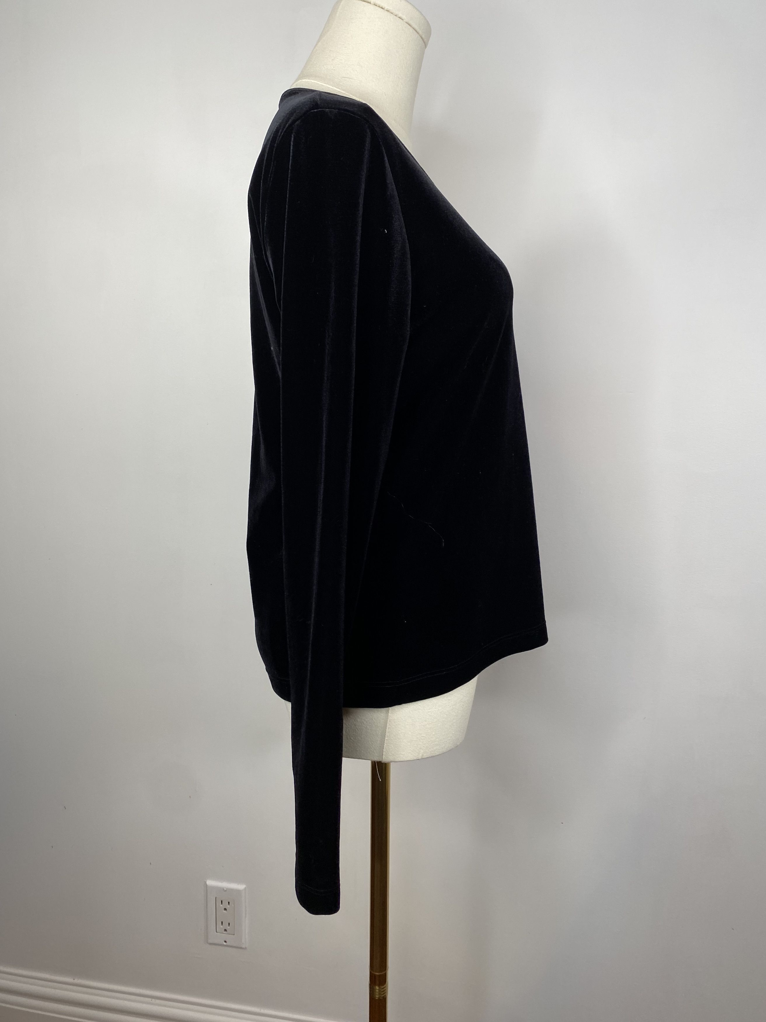 Ann Taylor Black Velvet Long Sleeve Size M / US 6-8 / IT 42-44 - 5 Thumbnail