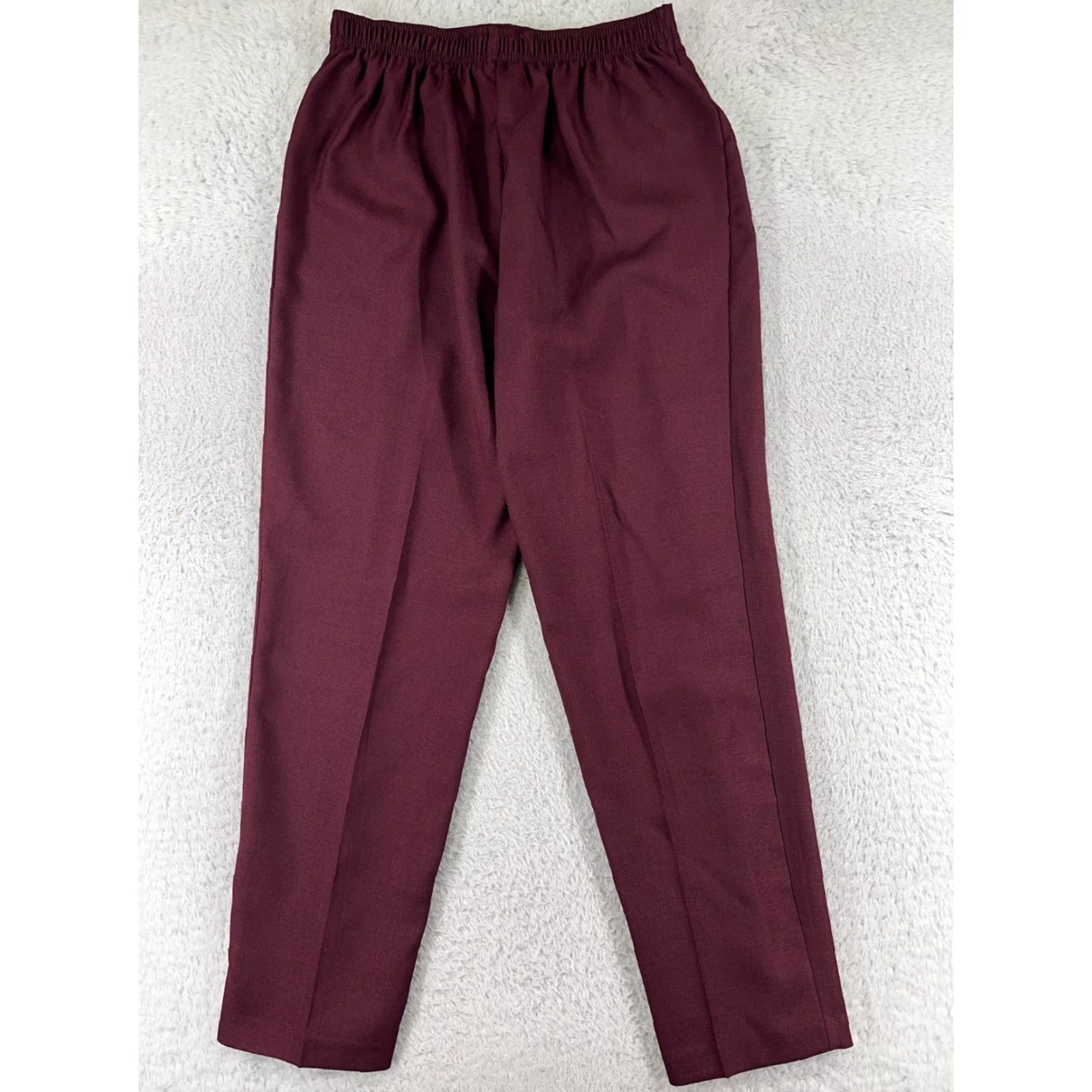 Vintage Bend Over Pants Womens 14 Red Pull On 100% Polyester Straight Leg 34x29 Pleated Size 36" / US 14 / IT 50 - 2 Thumbnail