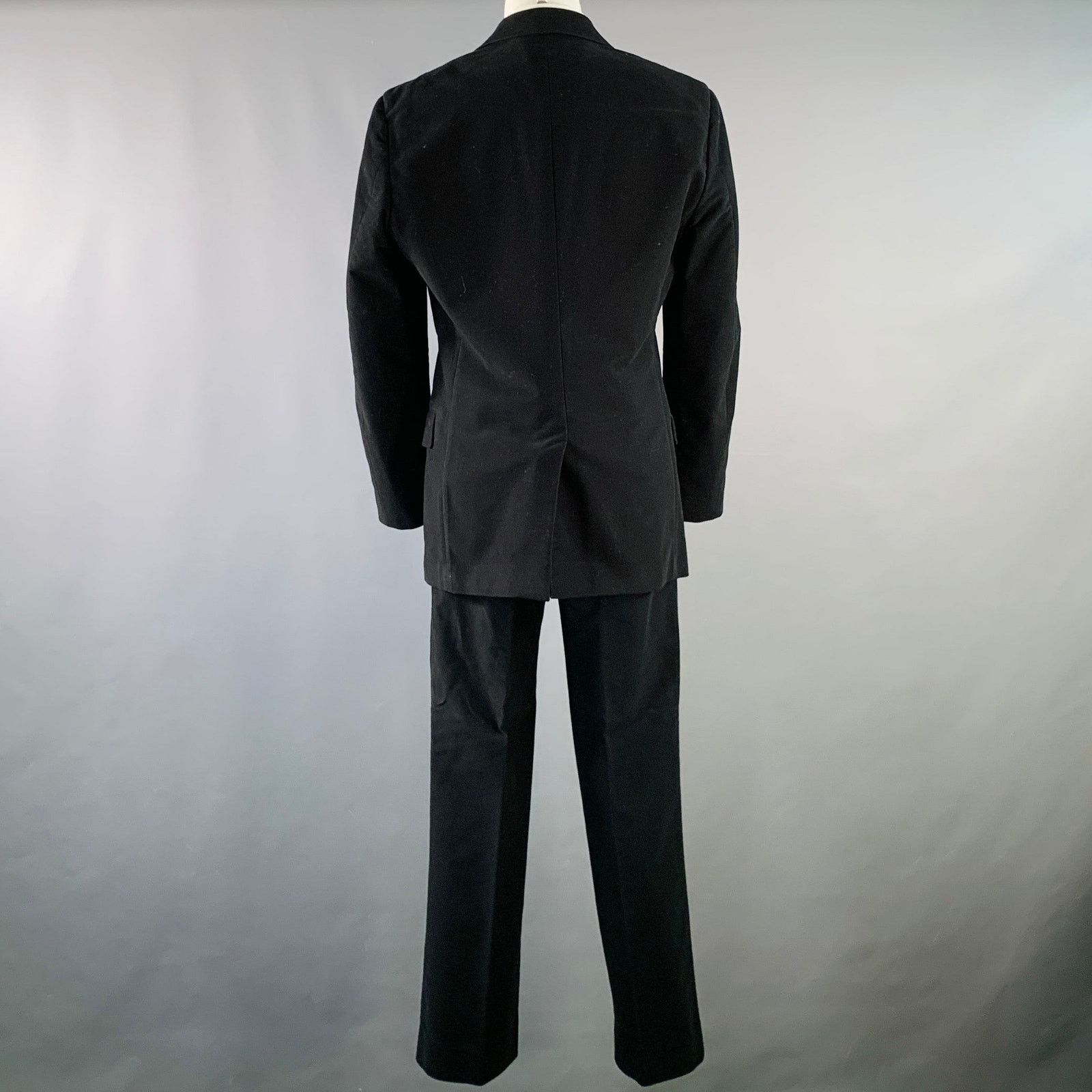 Prada PRADA Regular Black Velvet Cotton Blend Notch Lapel Suit Size 38R - 3 Thumbnail