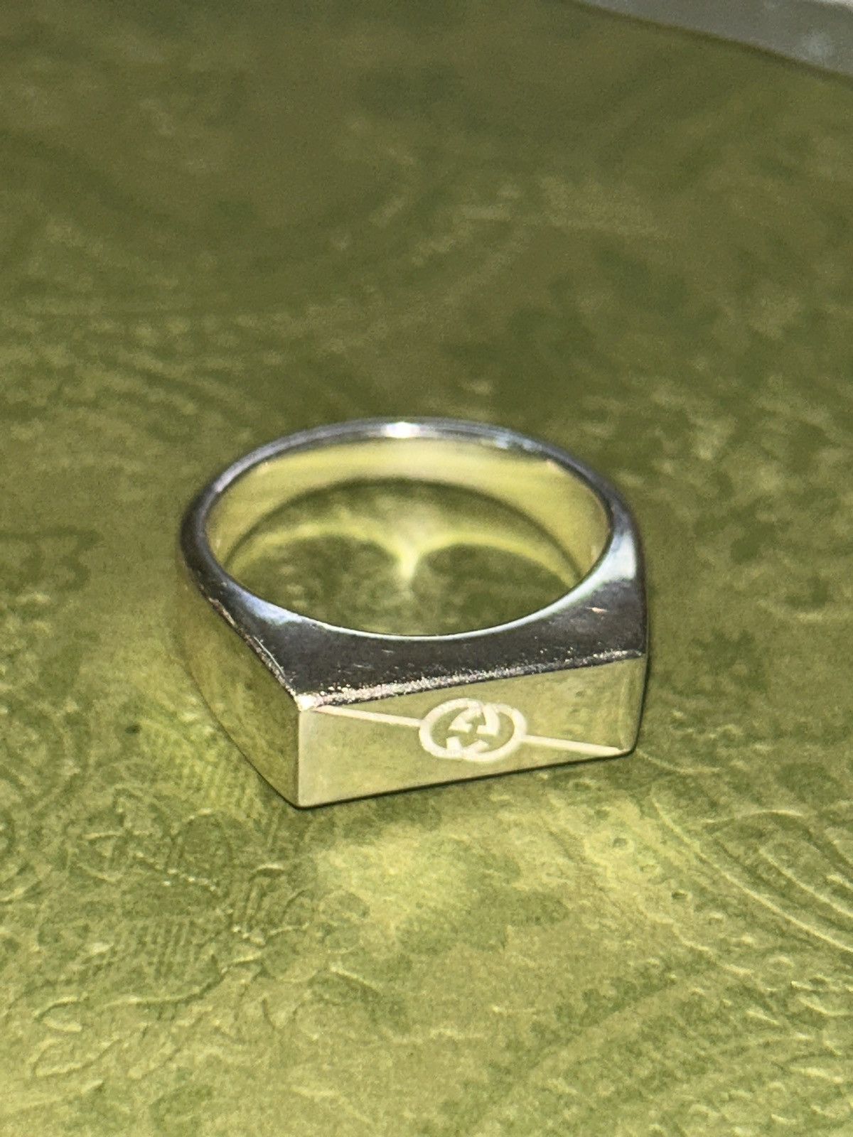 Gucci Gucci Diagonal Interlock G Tag Ring Chevalier 7.5mm AG 925 Size ONE SIZE - 4 Thumbnail