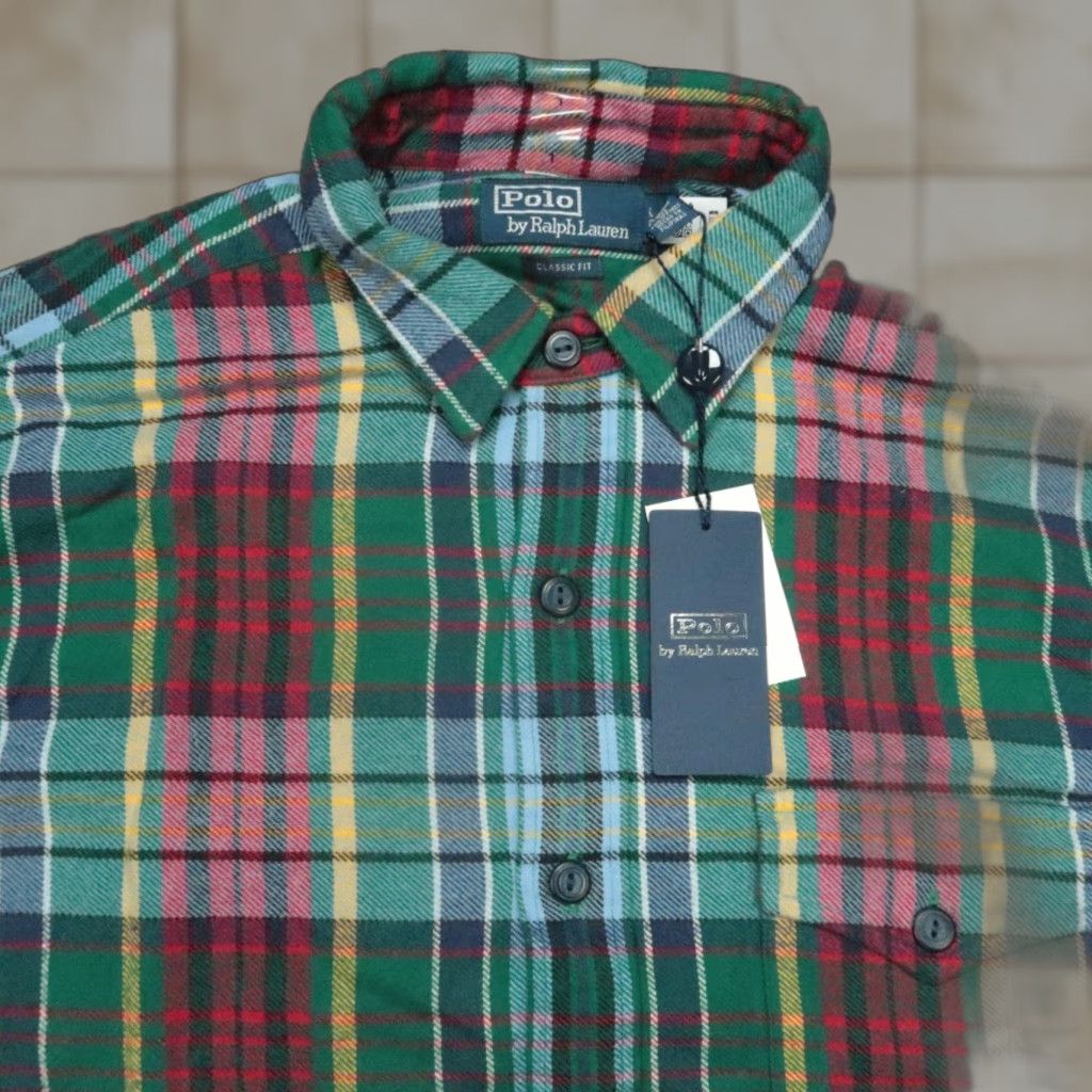 Polo Ralph Lauren Polo Ralph Lauren Shirt Men Large Green Plaid Classic Flannel Button Up NWT Size US L / EU 52-54 / 3 - 1 Thumbnail