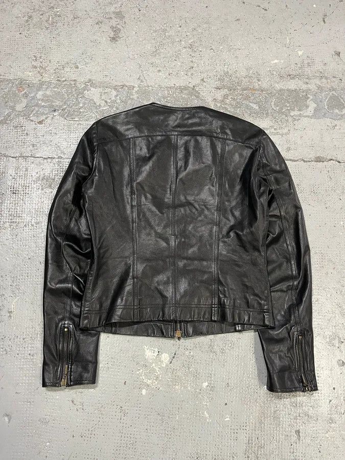 Vintage 2000s Plein Sud Lace Up Biker Black Leather Jacket Size S / US 4 / IT 40 - 8 Thumbnail