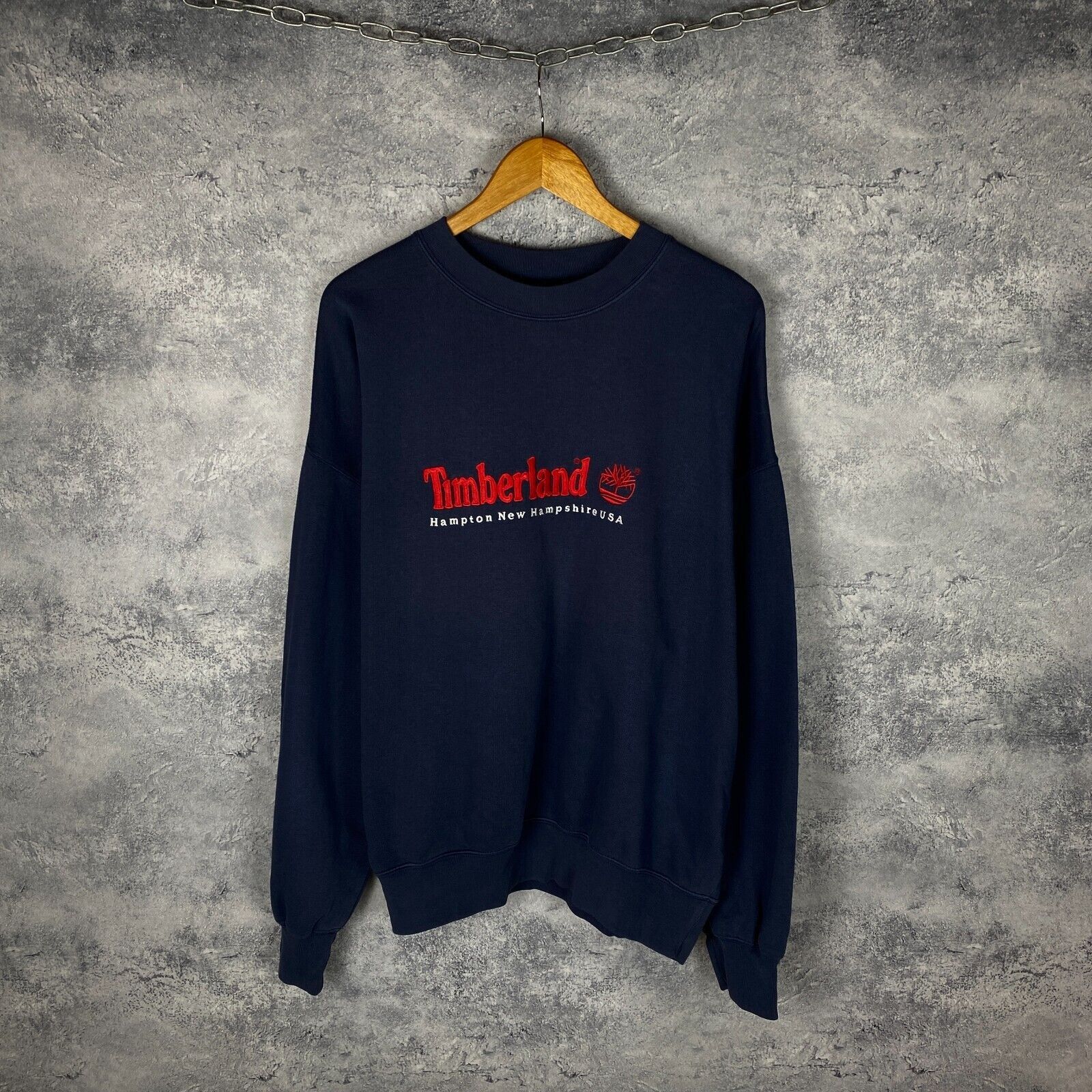 Timberland Big Logo Sweatshirt Size XL Blue Long Sleeve `