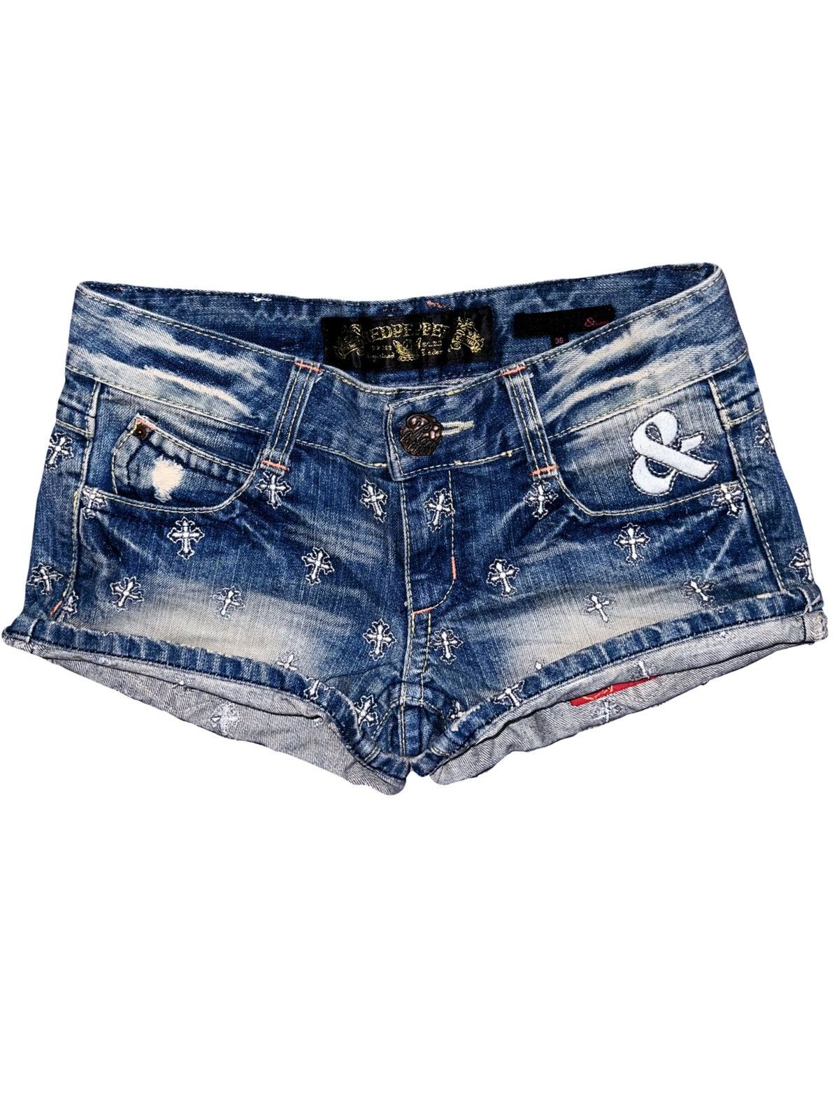 Japanese Brand RED PEPPER cross denim shorts ➕🌶️ Size 26" / US 2 / IT 38 - 1 Thumbnail