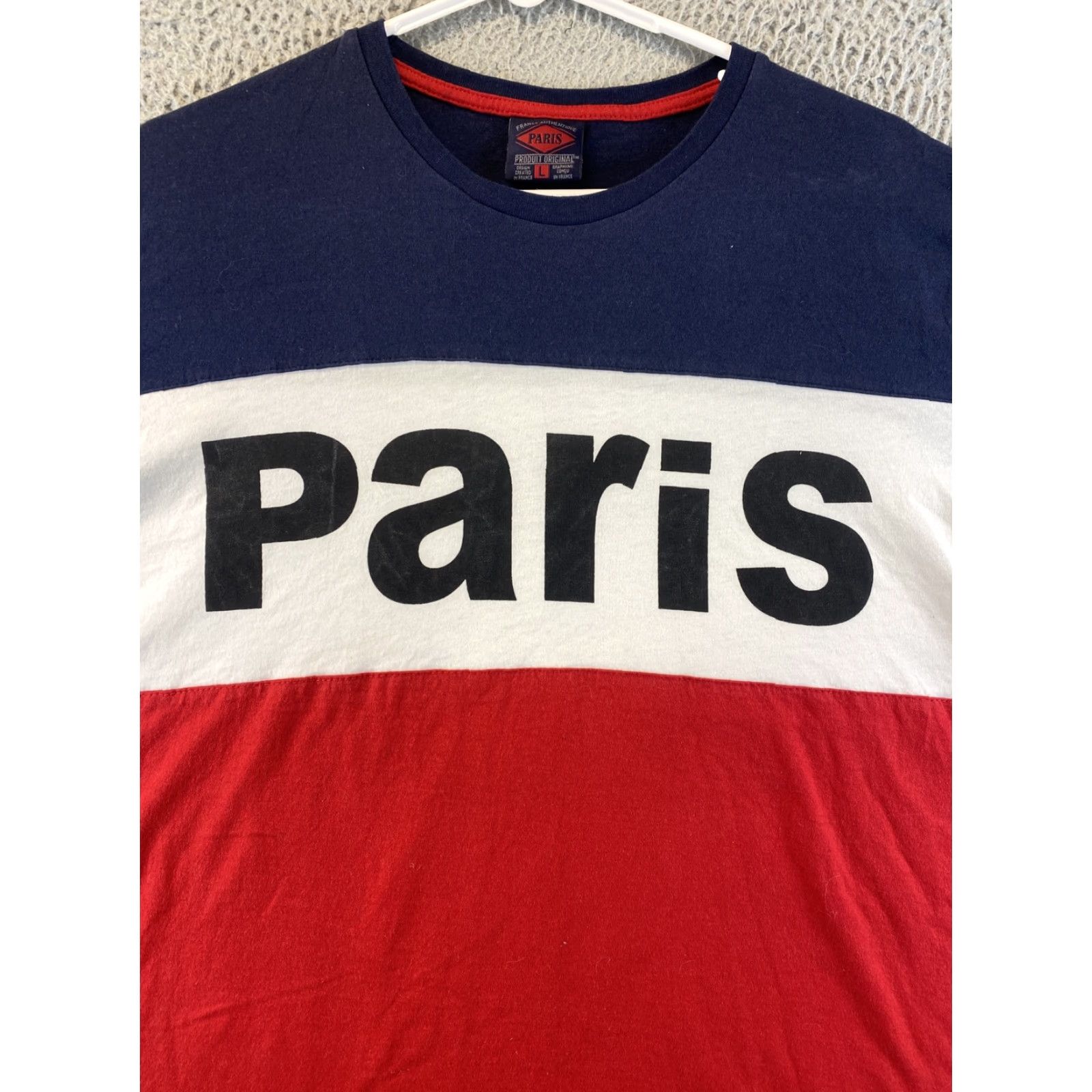 Vintage Paris Shirt Womens mens Large Red White Blue Short Sleeve France / 91-57 Size L / US 10 / IT 46 - 2 Thumbnail