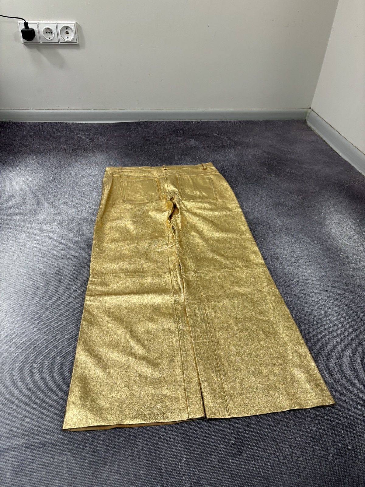 Sandro Sandro Paris NWT Women’s Metallic Gold Lamb Leather Pants Size 30" / US 8 / IT 44 - 20 Thumbnail