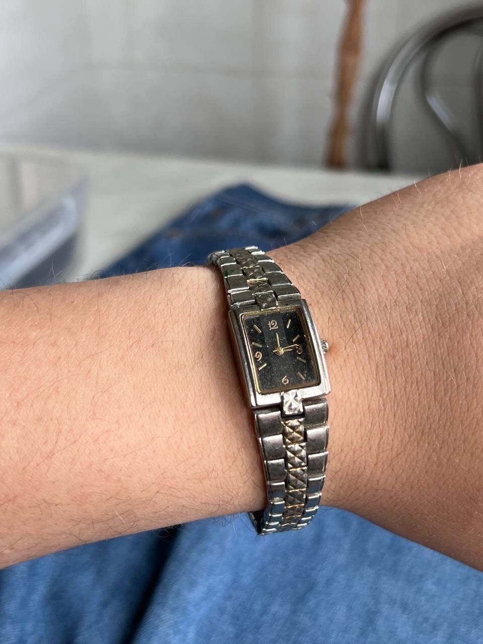 Japanese Brand × Vintage Vintage Japanese Black Dial Watch 90s Silver Bracelet Rare Size ONE SIZE - 6 Thumbnail