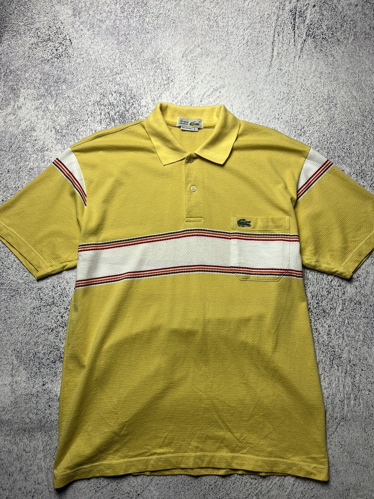 Lacoste Vintage Lacoste Polo Yellow Logo Rare Size L Size US L / EU 52-54 / 3 - 3 Thumbnail