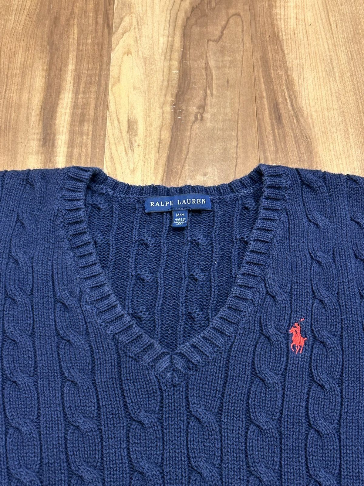 Polo Ralph Lauren Vintage Woman’s Ralph Lauren Navy Blue Cable Knit Sweater Size M / US 6-8 / IT 42-44 - 2 Thumbnail