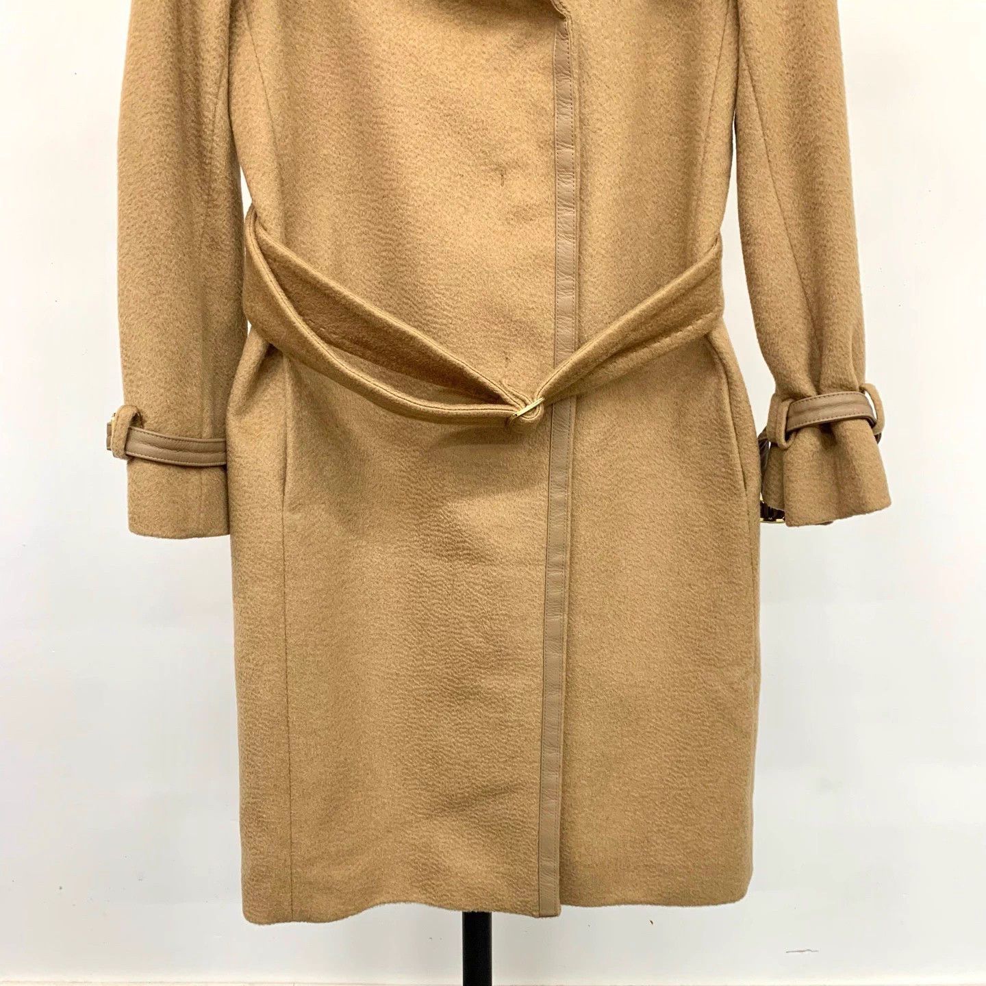 Max Mara MaxMara Main Line Camel Collar Tie Midi Coat 38 Size S / US 4 / IT 40 - 4 Thumbnail