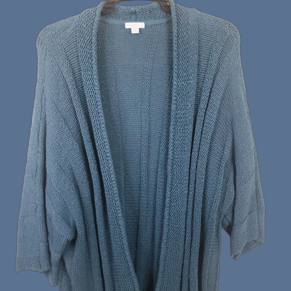J. Jill J. Jill Cardigan Sweater Open Front No Buttons Women's XL Green Knit Open Front Cardigan Processing? Size XL / US 12-14 / IT 48-50 - 1 Thumbnail