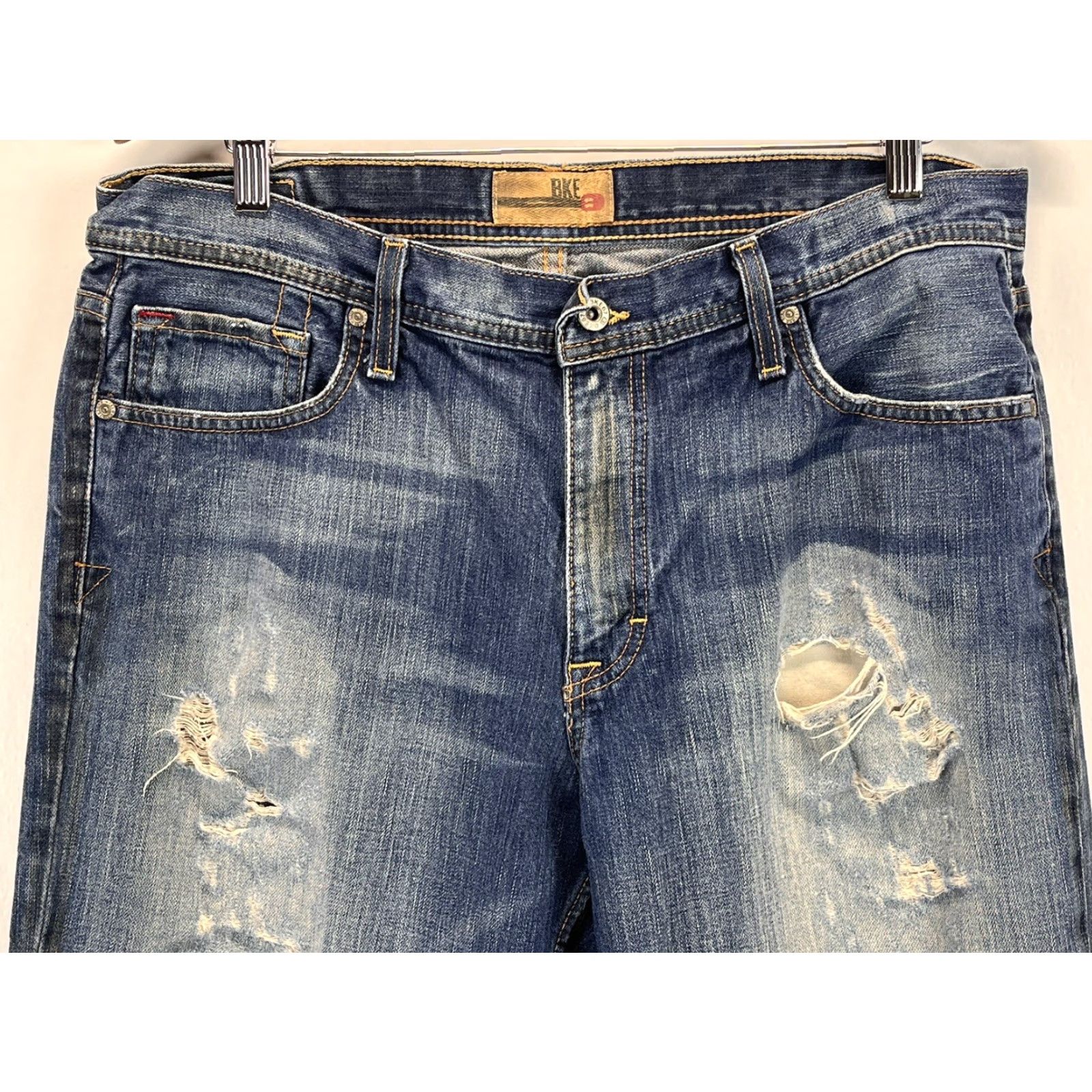 BKE VINTAGE Buckle BKE Tyler Straight Jeans 36 Extra Long Mens Distressed Blue Denim 5-Pocket 35" Inseam Size 36 Mens Size US 36 / EU 52 - 5 Thumbnail