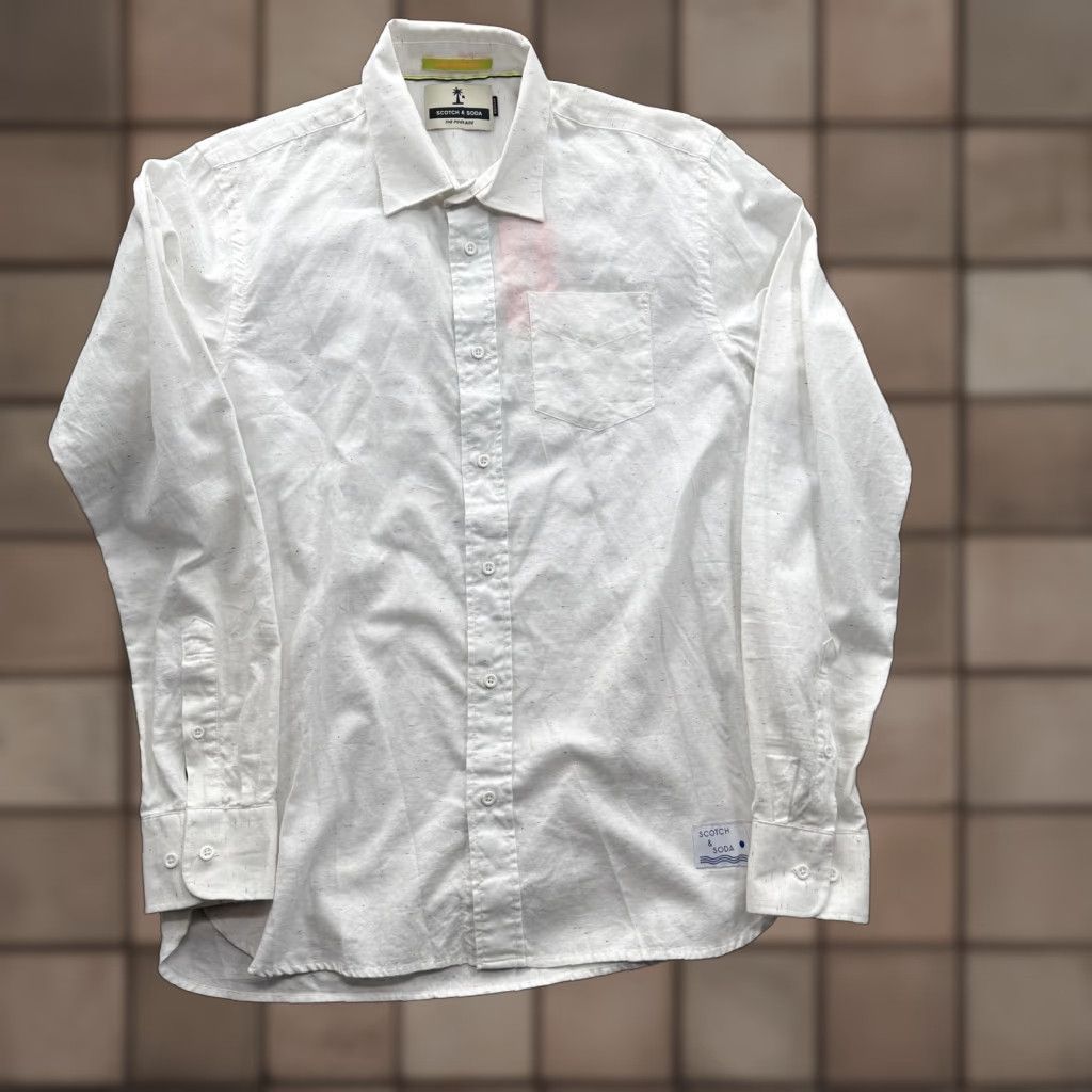 Scotch & Soda Scotch & Soda Shirt Mens M White Long Sleeve Button Up Poolside Size US M / EU 48-50 / 2 - 1 Thumbnail
