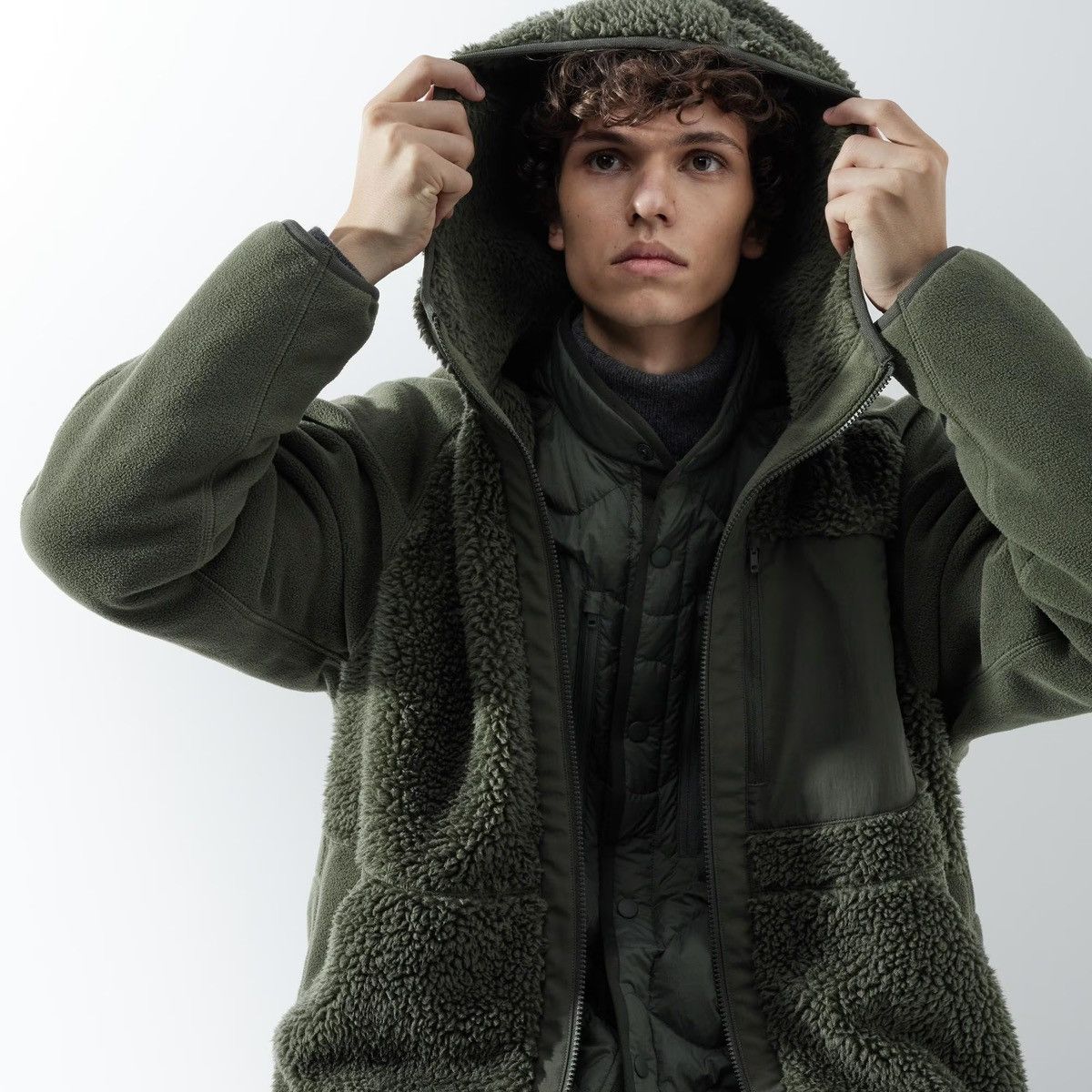 Uniqlo × White Mountaineering Medium Olive Fleece Long-Sleeve Hoodie Green Jacket Coat Size US M / EU 48-50 / 2 - 19 Thumbnail