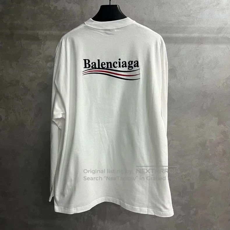 Balenciaga Balenciaga White Logo Embroidered Longsleeve T-shirt. Size US XXS / EU 40 - 4 Thumbnail