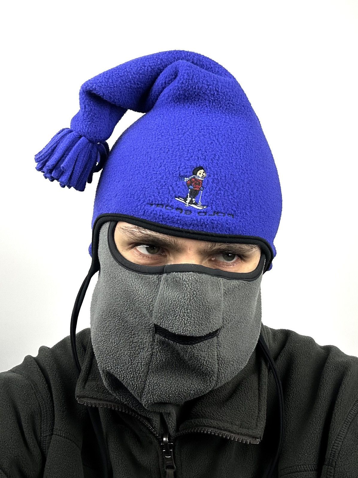 Ralph Lauren 90s Polo Bear Ralph Lauren Fleece Tassel Hat USA Vintage Size ONE SIZE - 2 Thumbnail