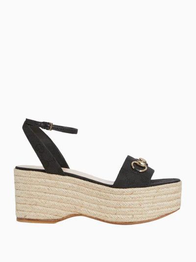 Gucci oc11z0126 Women's Espadrille Sandals With Horsebit in Black Size US 10.5 / IT 40.5 - 1 Thumbnail
