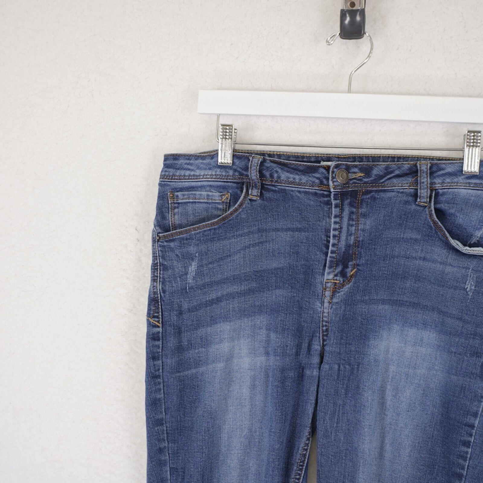 Vintage Kensie Jeans Blue Stone Wash Whiskering Factory Distressed S Size 32" / US 10 / IT 46 - 3 Thumbnail