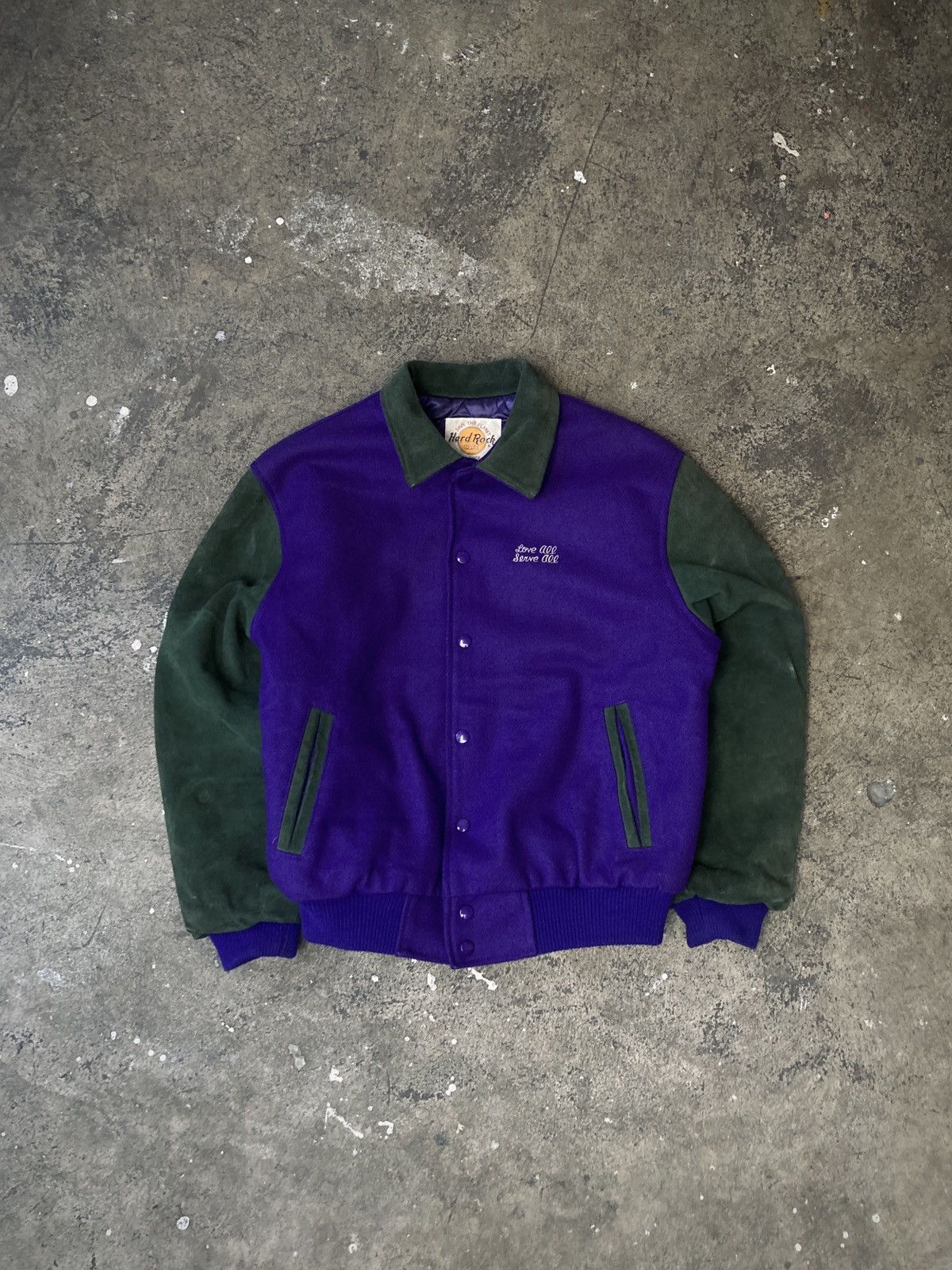 Hard Rock Cafe × Vintage Vintage 90s Hard Rock Café Leather & Wool Jacket Size US M / EU 48-50 / 2 - 2 Thumbnail