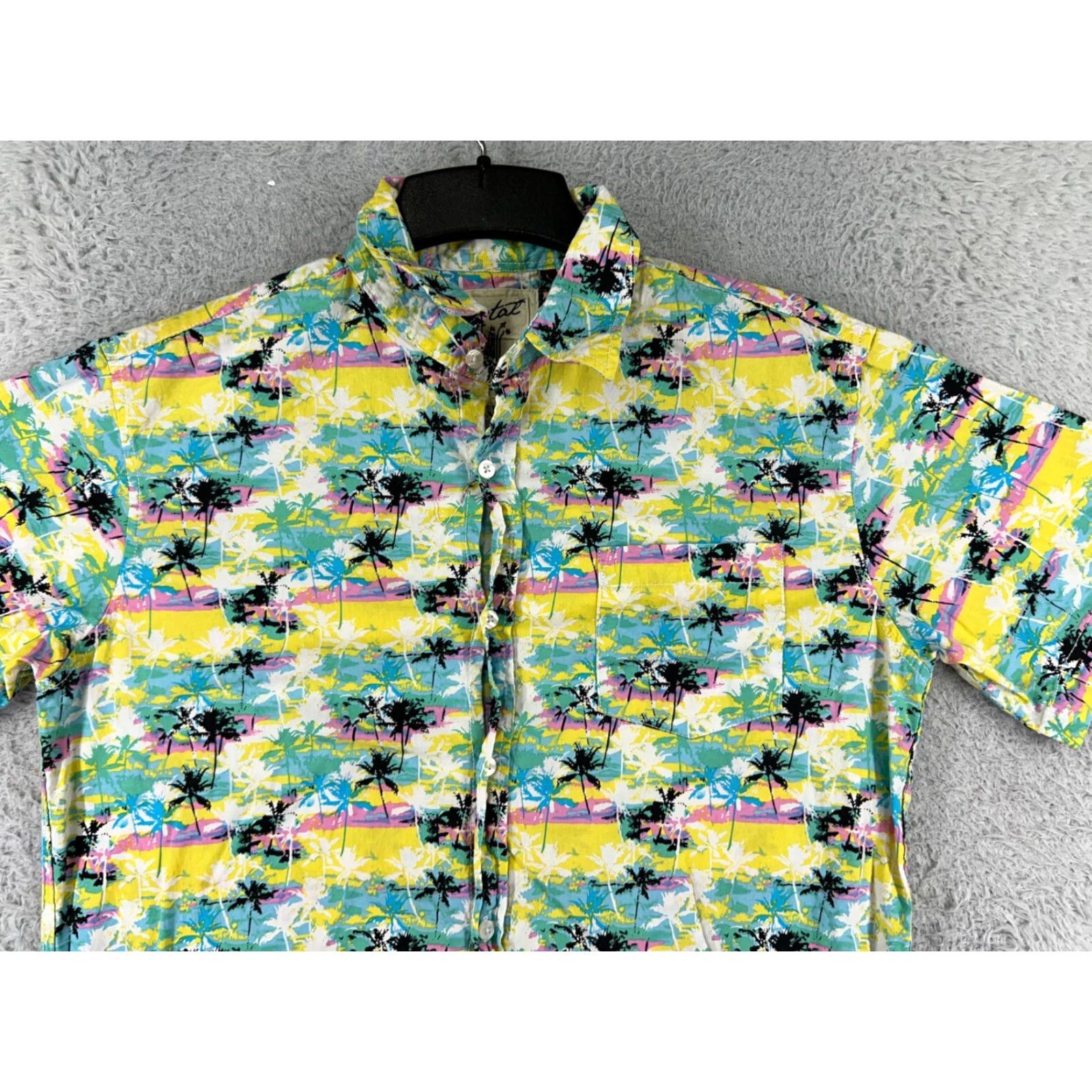 Vintage Coastal Button-Up Shirt Mens Large Yellow Floral Hawaiian Cotton Palm Tree Shirt Size US L / EU 52-54 / 3 - 7 Thumbnail