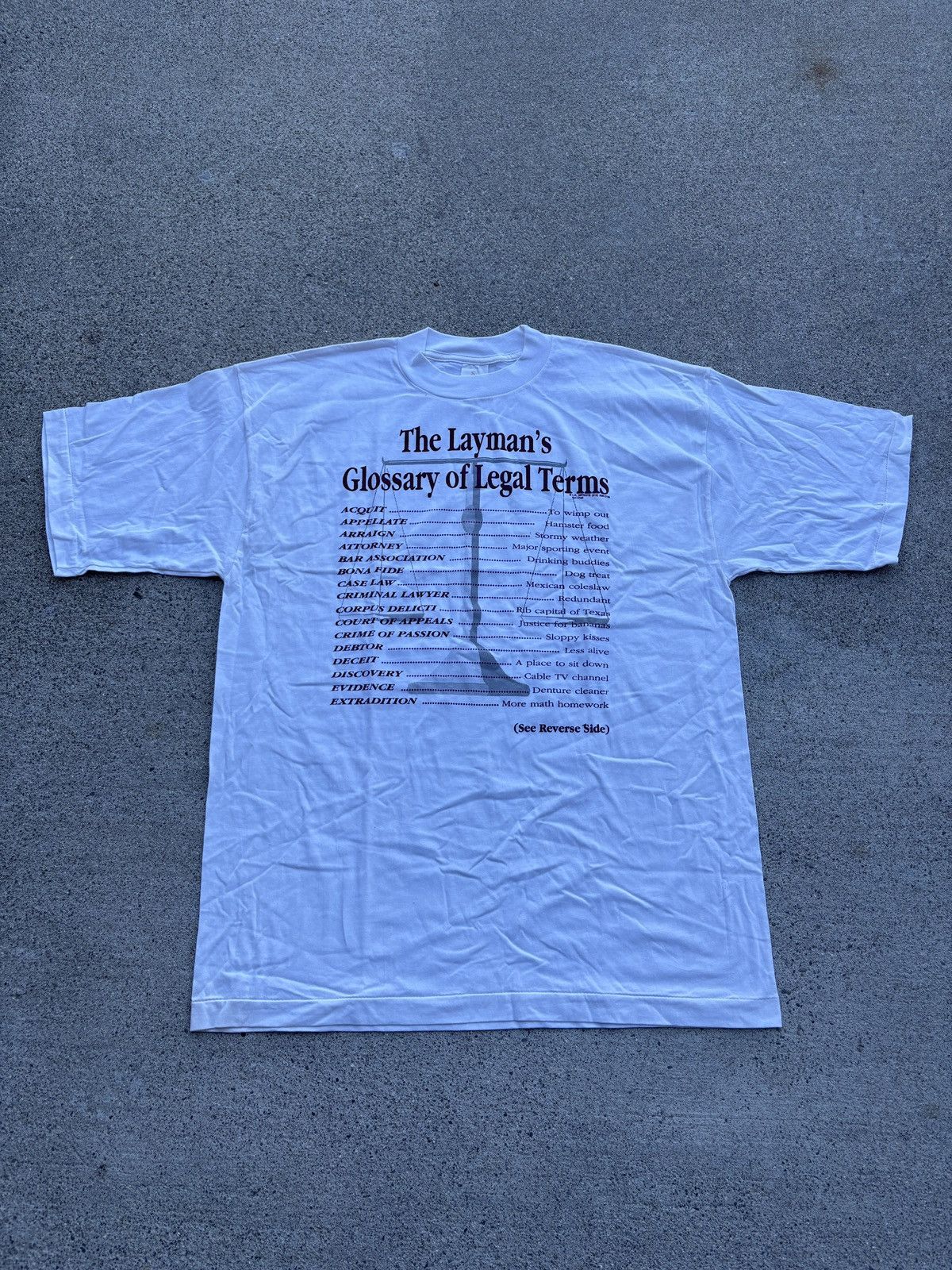 Fruit Of The Loom 1990s TUSA “The Layman’s Glossary Of Legal Terms” Tee Sz. XL Size US XL / EU 56 / 4 - 1 Thumbnail