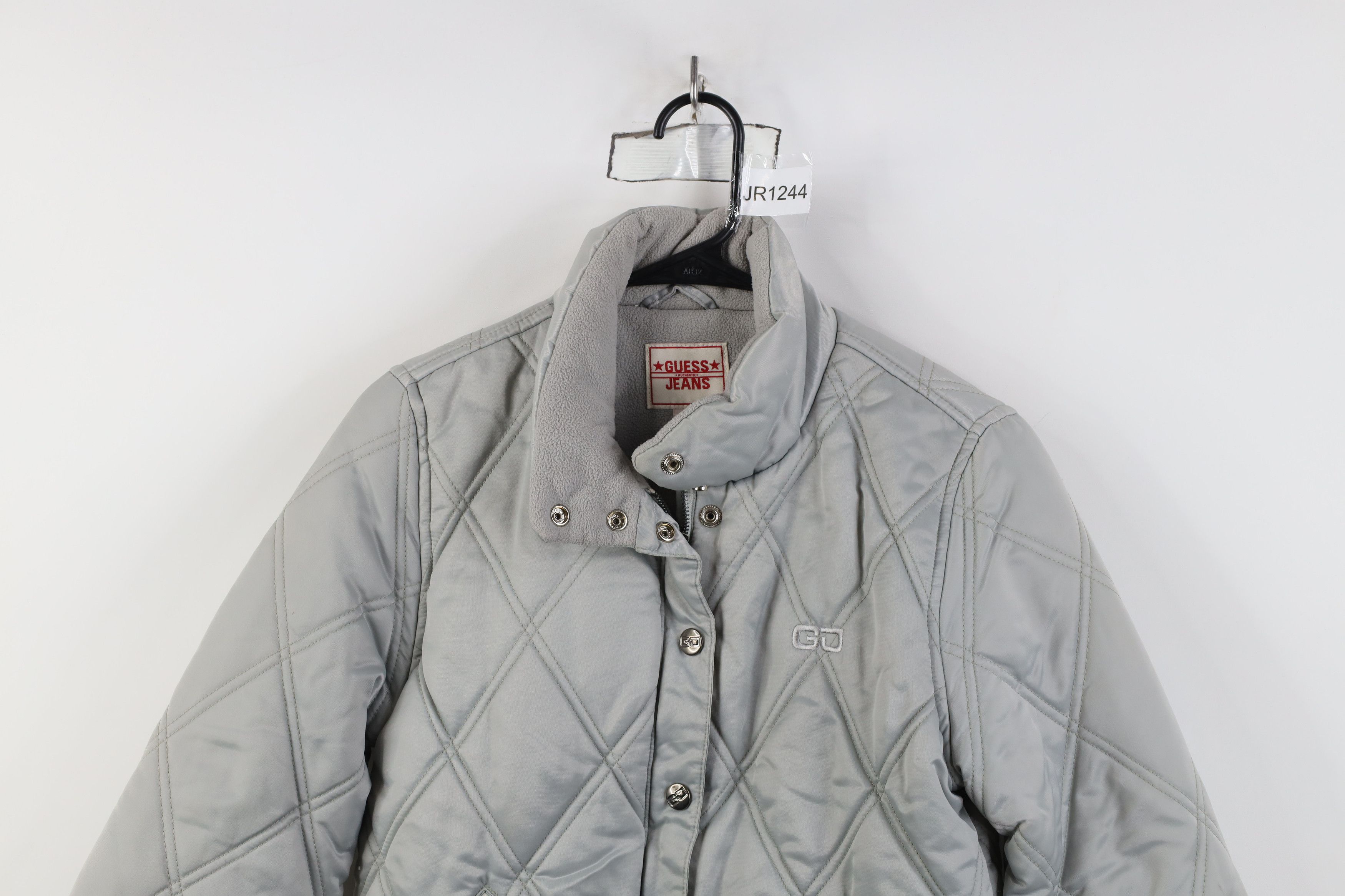 Guess Vintage 90s Y2K Guess Cropped Quilted Puffer Jacket Silver Size S / US 4 / IT 40 - 2 Thumbnail