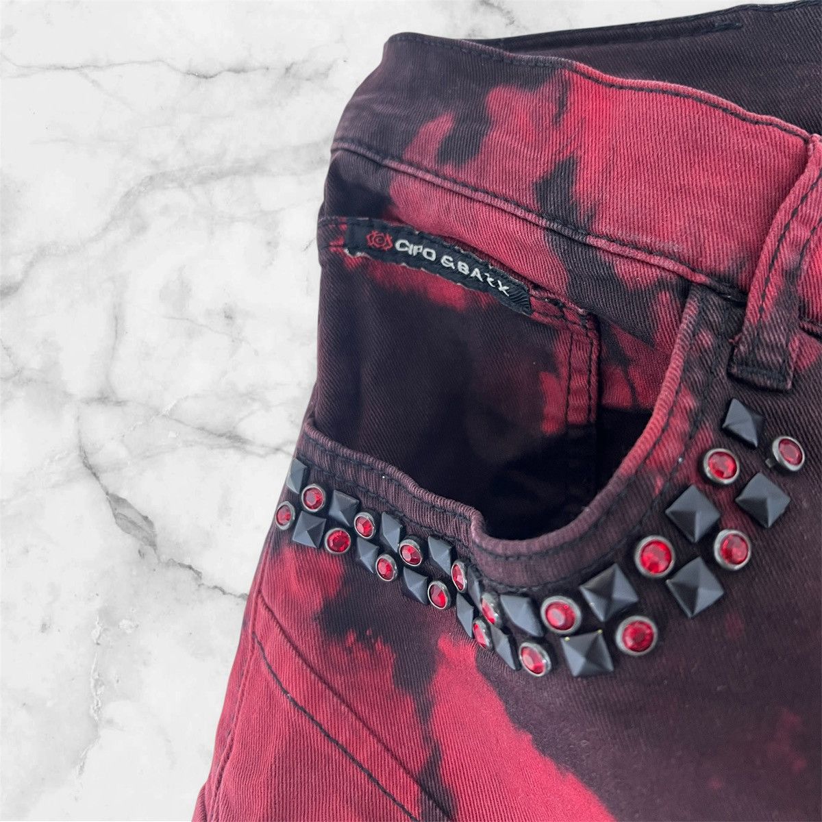 Other Cipo & Baxx Black And Red Studded Biker Jeans Size US 30 / EU 46 - 2 Thumbnail