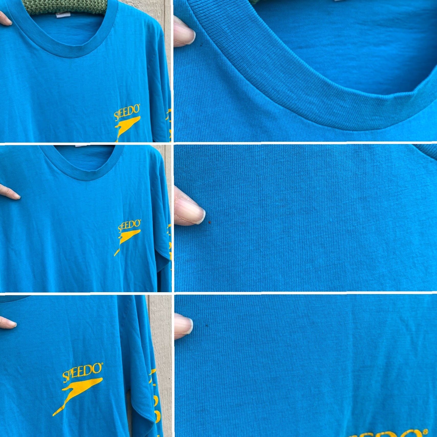 Speedo VINTAGE Speedo T-Shirt Logo Graphics On Chest And Sleeve Spellout L Unisex Shirt 1980s Blue Graphics Mens Womens Size US L / EU 52-54 / 3 - 5 Thumbnail