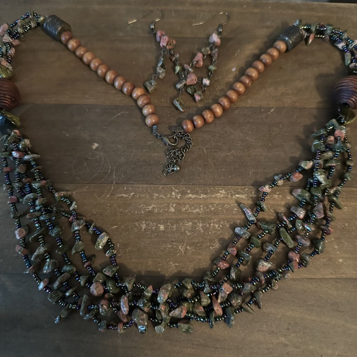 Other Multi strand Unakite bead necklace and earrings set Size ONE SIZE - 2 Thumbnail
