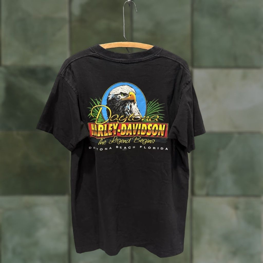 Harley Davidson VINTAGE Harley-Davidson T-Shirt Bike Black Large Mens 90s Daytona Biker Tee Shirt Size US L / EU 52-54 / 3 - 1 Thumbnail