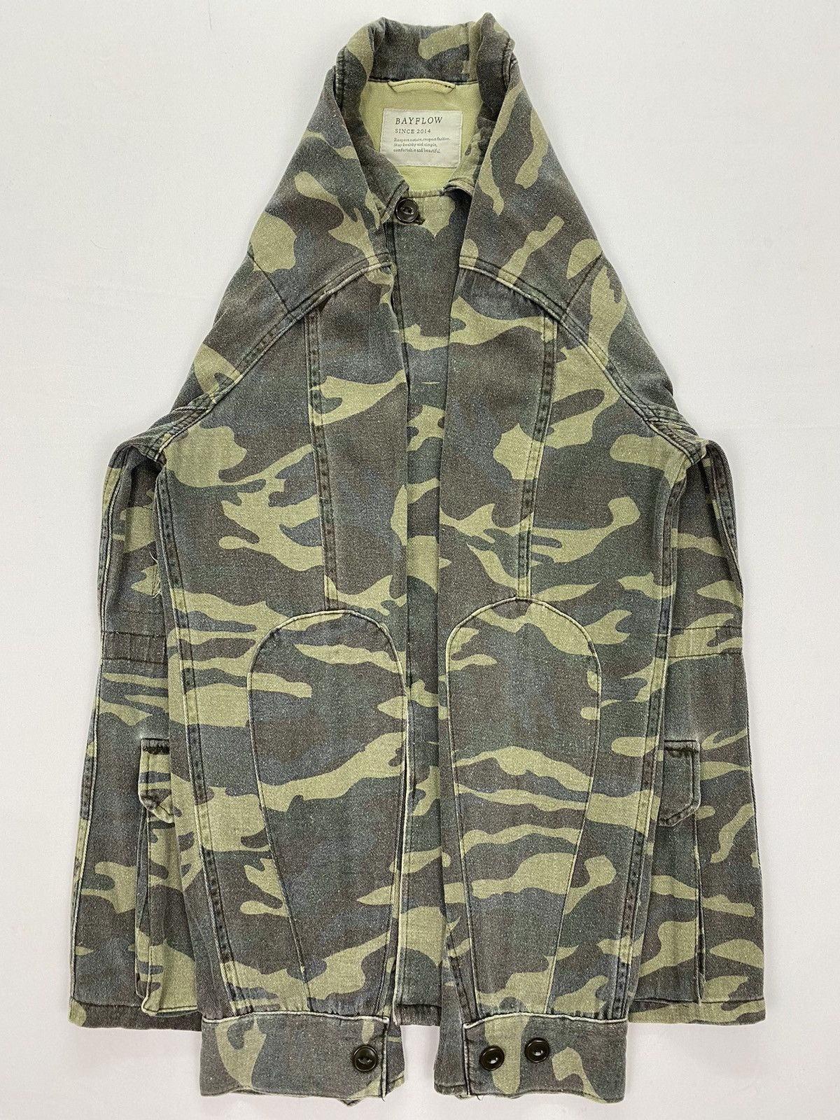 Japanese Brand Bayflow Distressed Camo Jacket Size US M / EU 48-50 / 2 - 6 Thumbnail