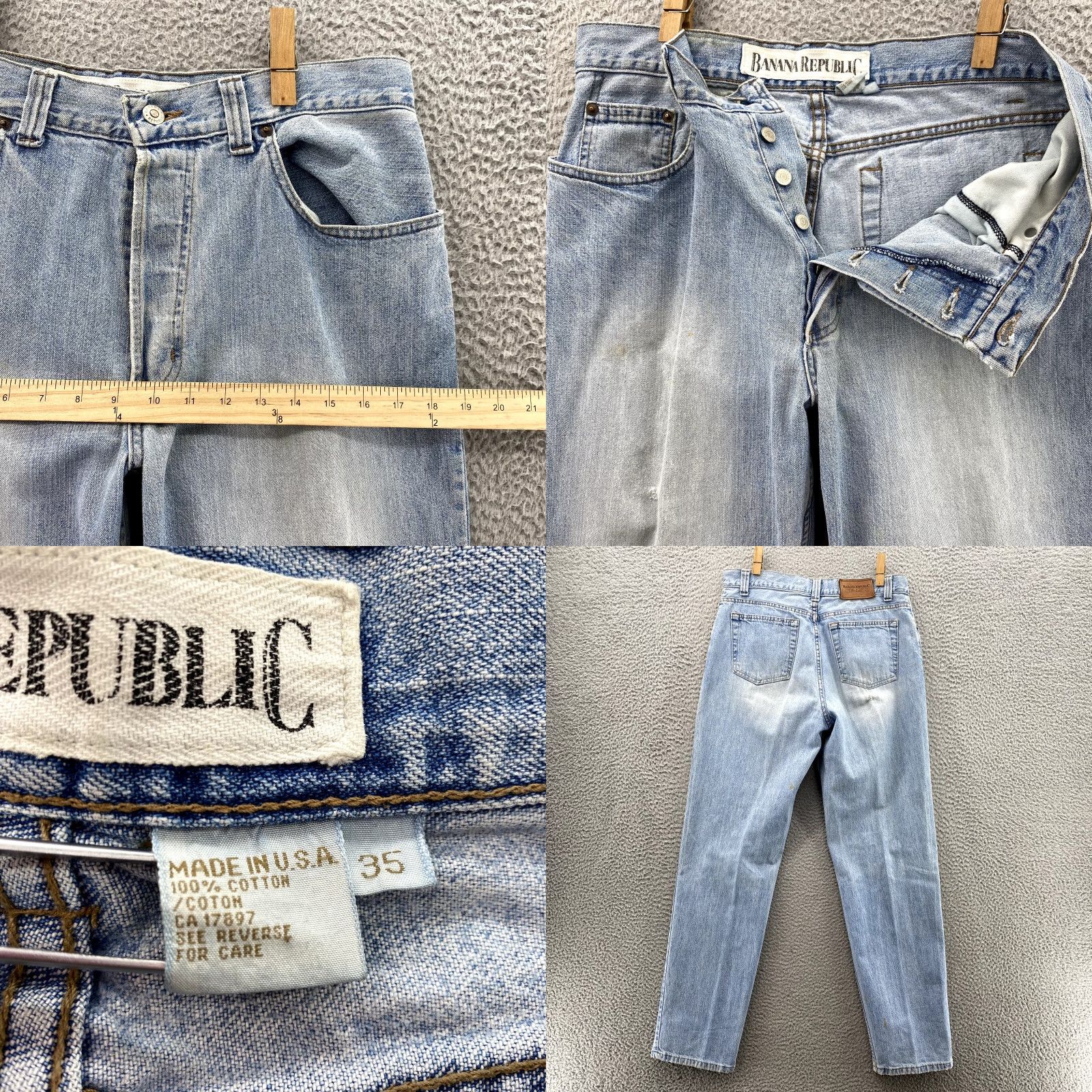 Banana Republic VINTAGE Banana Republic Jeans Men 32x32 Button Fly 90's Straight Denim Blue 32x32 Mens Vintage Banana Republic Jeans Style: Straight 90s Streetwear Size US 32 / EU 48 - 8 Thumbnail