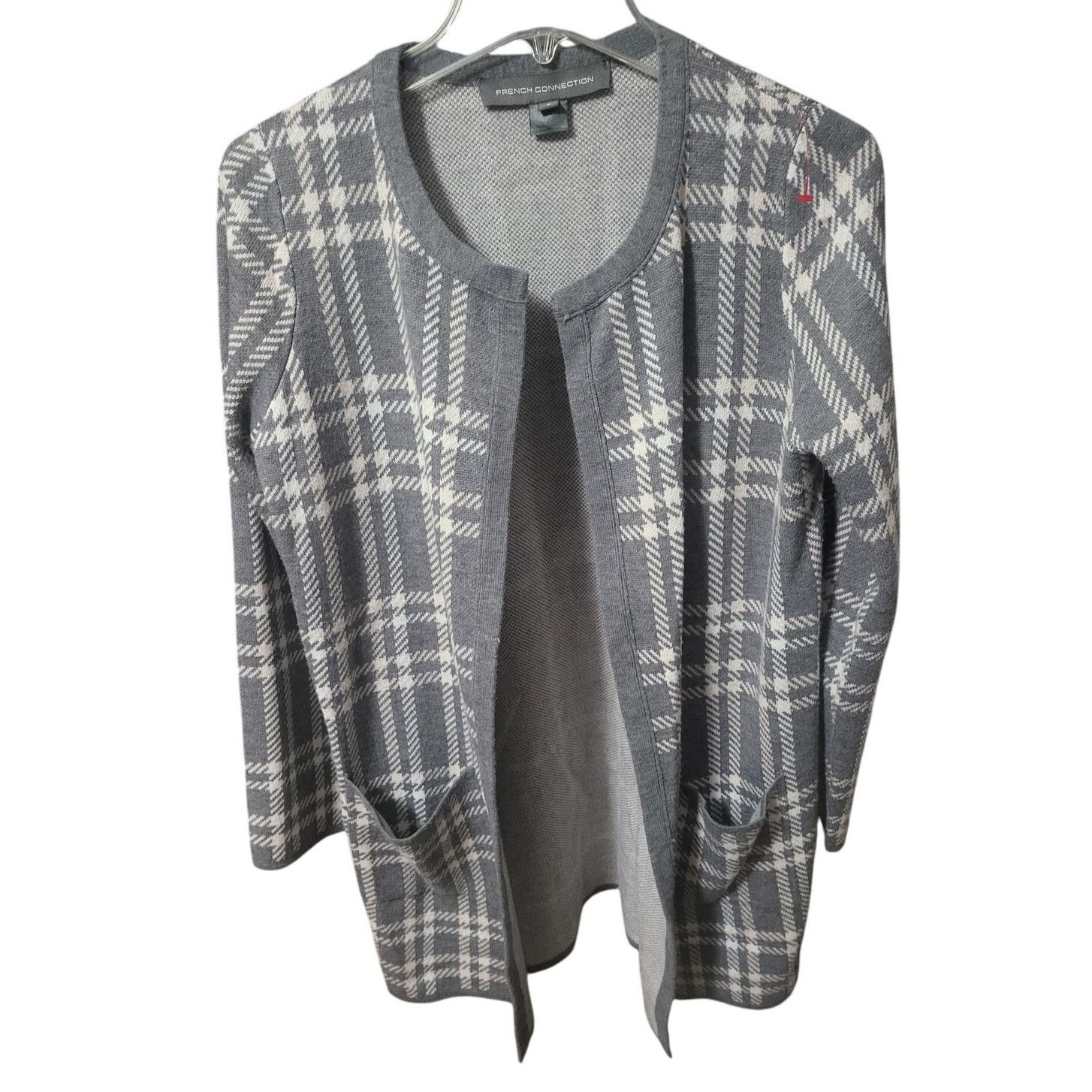 French Connection French Connection Gray. Light Pink & White Plaid Cardigan -S Size S / US 4 / IT 40 - 1 Thumbnail