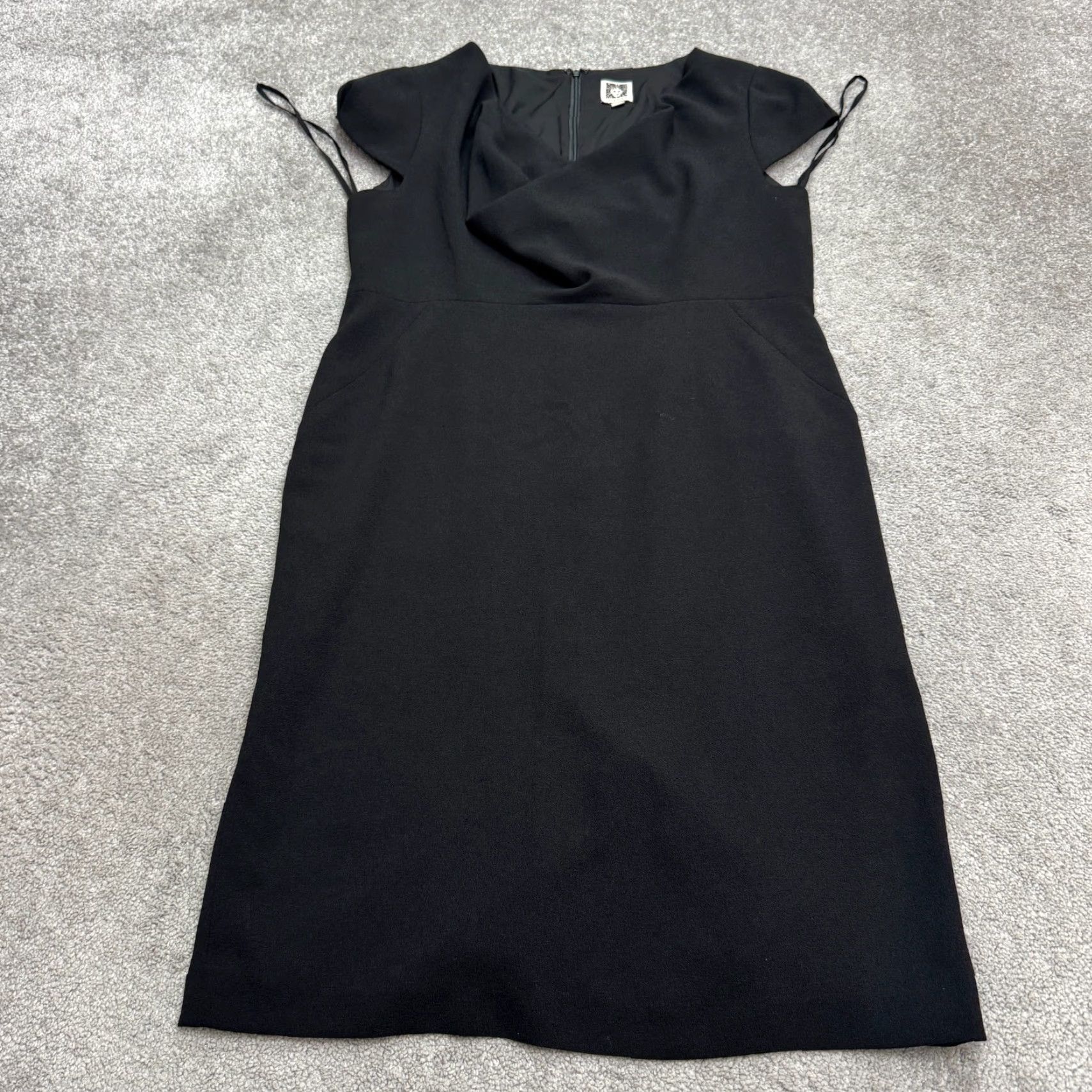 Anne Klein Anne Klein Dress Cap Sleeve Cowl Neck Sheath Midi Black Women 14 Career Workwear Size XL / US 12-14 / IT 48-50 - 2 Thumbnail